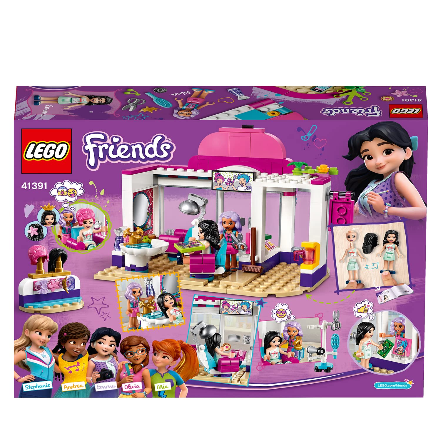 LEGO 41391 Friends Heartlake City Hair Salon Building Set - Creative Play for Kids, Perfect for Birthday Gifts & Pretend Role Play Scenes