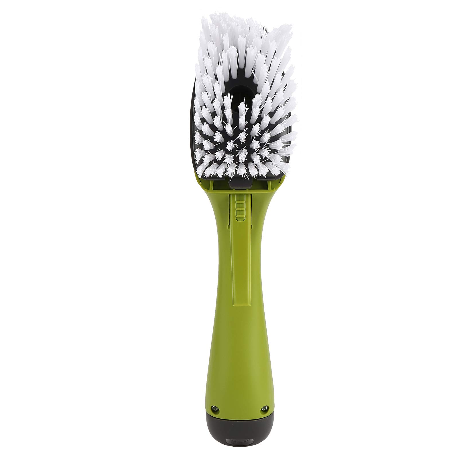 Long Handle Pot Cleaning Brush with Soap Dispenser - Kitchen Scrub Brush for Pans, Pots, Sink & Dish Washing - Ergonomic Green Dish Brush for Easy Cleaning (Perfect for Non-Stick Cookware & Deep Cleaning)