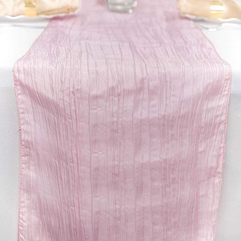 12-Pack 108-Inch Metallic Accordion Crinkled Taffeta Table Runner for Wedding, Party, Holiday & Home Decor - Elegant Dining Table Decorations