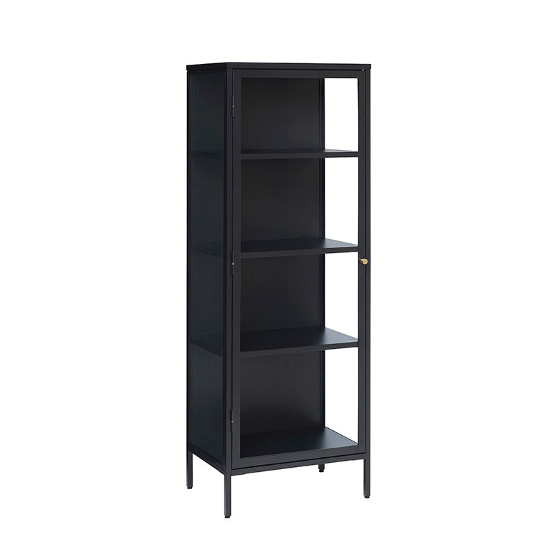 Black CARMEL Single Door Glass Display Cabinet 57x160cm - Perfect for Living Room, Bedroom & Office Decor - Showcase Collectibles, Books & Display Items
