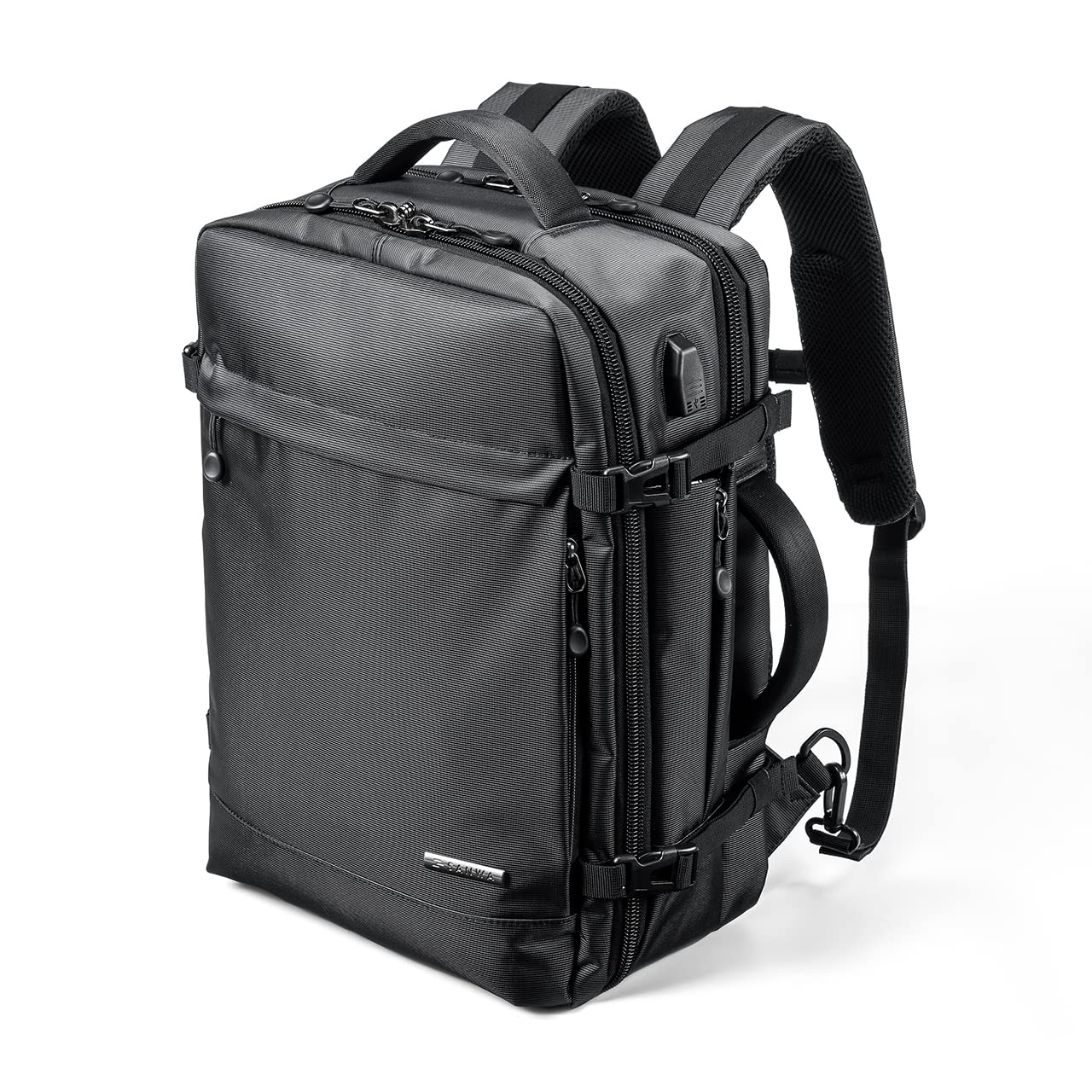 Sanwa Travel Laptop Backpack 15.6 Inch - Water Resistant Anti-Theft Business Backpack with USB Charging Port, Dual Laptop Compartment, Extendable Design for College, Work, and Travel