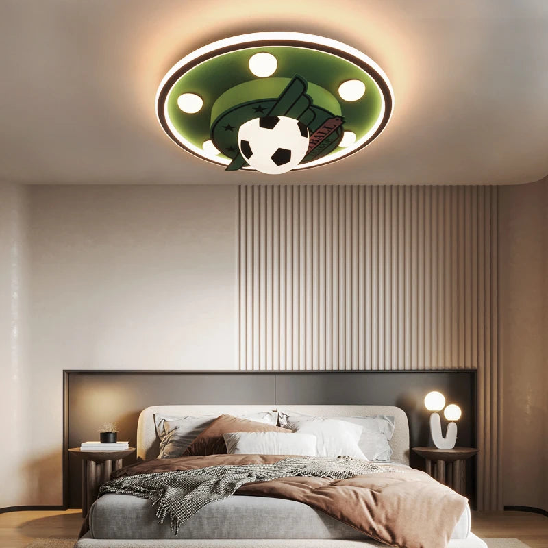 Kids Football League Themed LED Ceiling Light - Team Logo Night Light for Boys Bedroom & Game Room Decor
