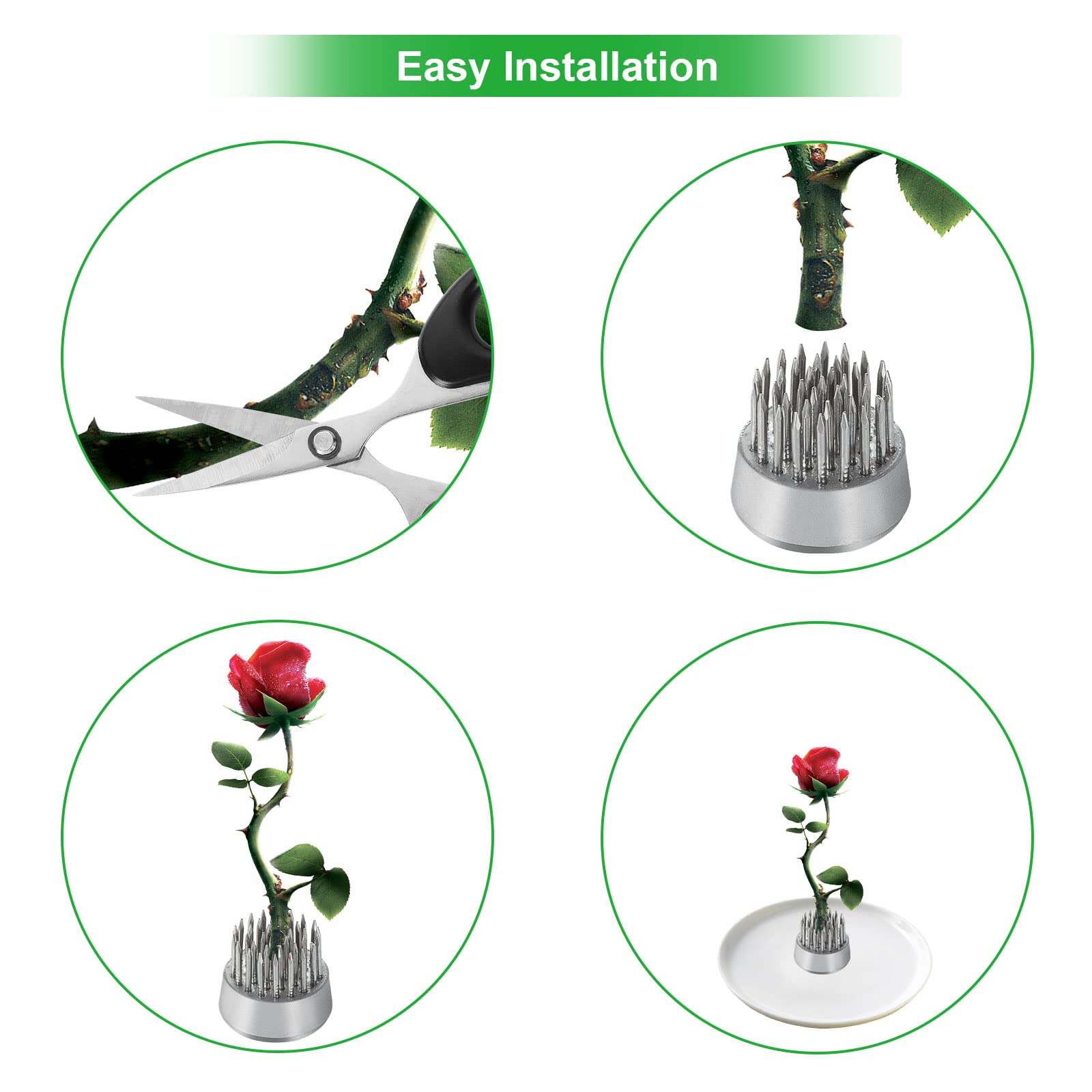 DAJAVE 10 Pack Silver Flower Frogs - Round Floral Arranger Pin Holder for Japanese Ikebana, DIY Flower Arrangement Tools, Plant Fixation & Home Decor (Perfect for Weddings, Centerpieces & Table Decorations)