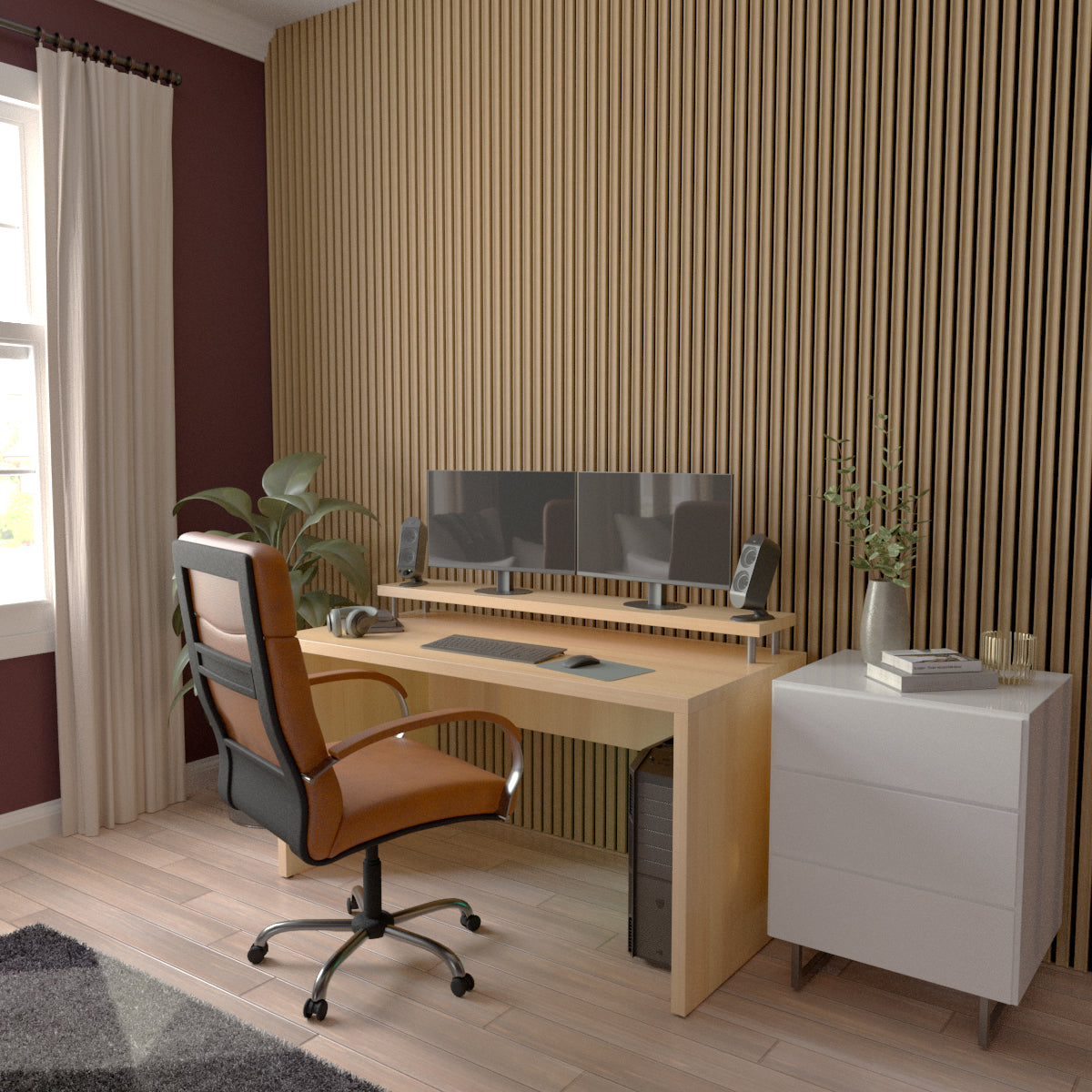 Premium Acoustic Slat Wood Wall Panel - Concave Slats for Noise Reduction & Stylish Decor - Perfect for Home Theaters, Offices & Recording Studios