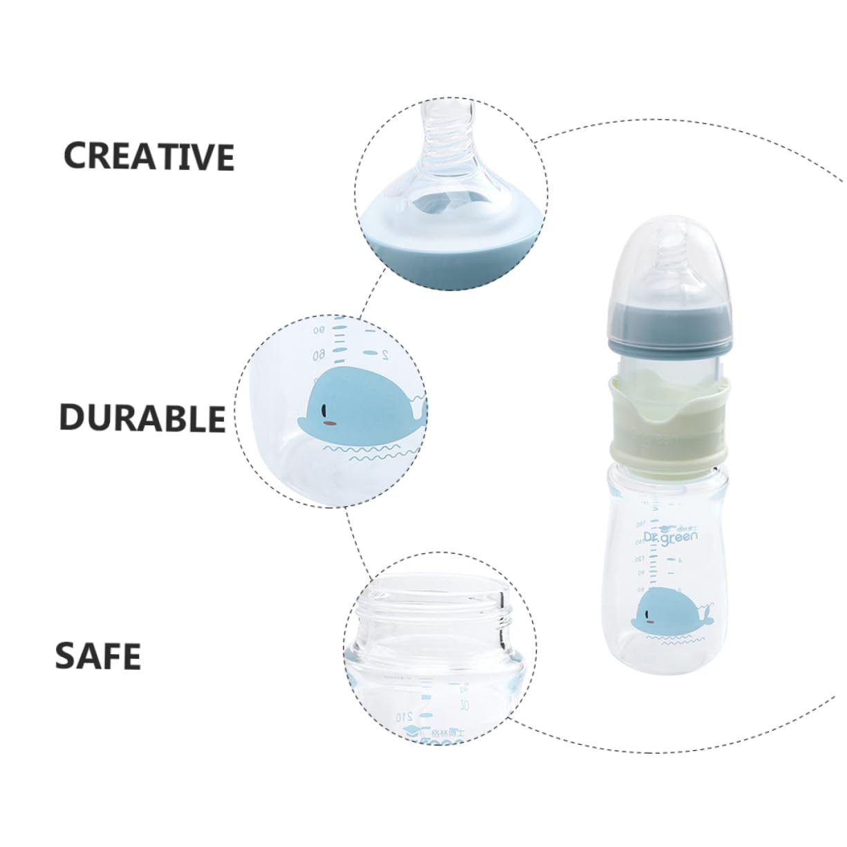 **Kichvoe 5-Piece Newborn Feeding Set - Glass Baby Bottles, Breast Milk Storage, Pacifier & Travel Powder Mixer for Infants | Ideal for Home, Travel & On-the-Go Feeding**