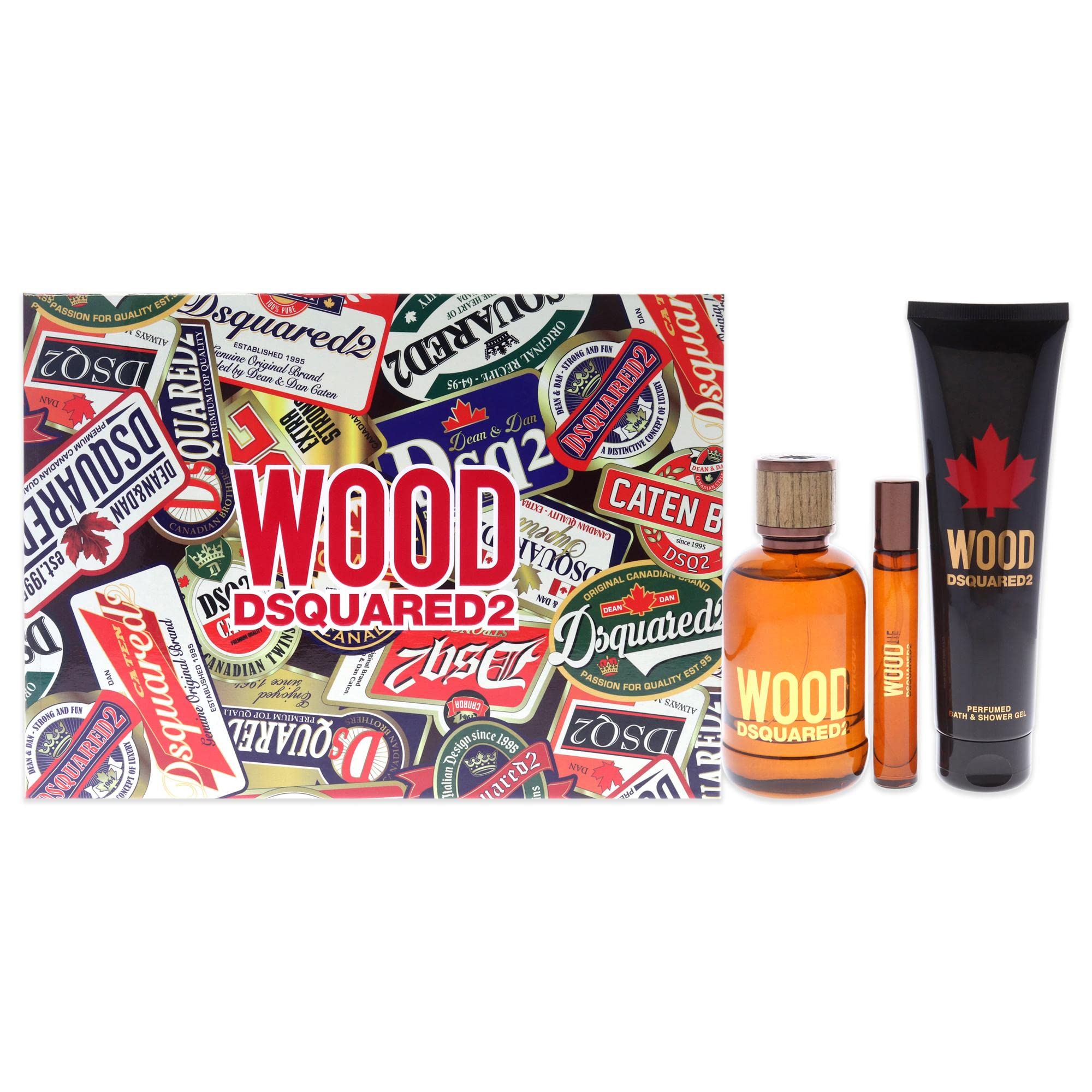Dsquared2 Wood for Men 3 Piece Gift Set - Eau de Toilette, After Shave & Deodorant - Luxury Cologne Set for Him - Perfect for Date Night, Gifts & Special Occasions