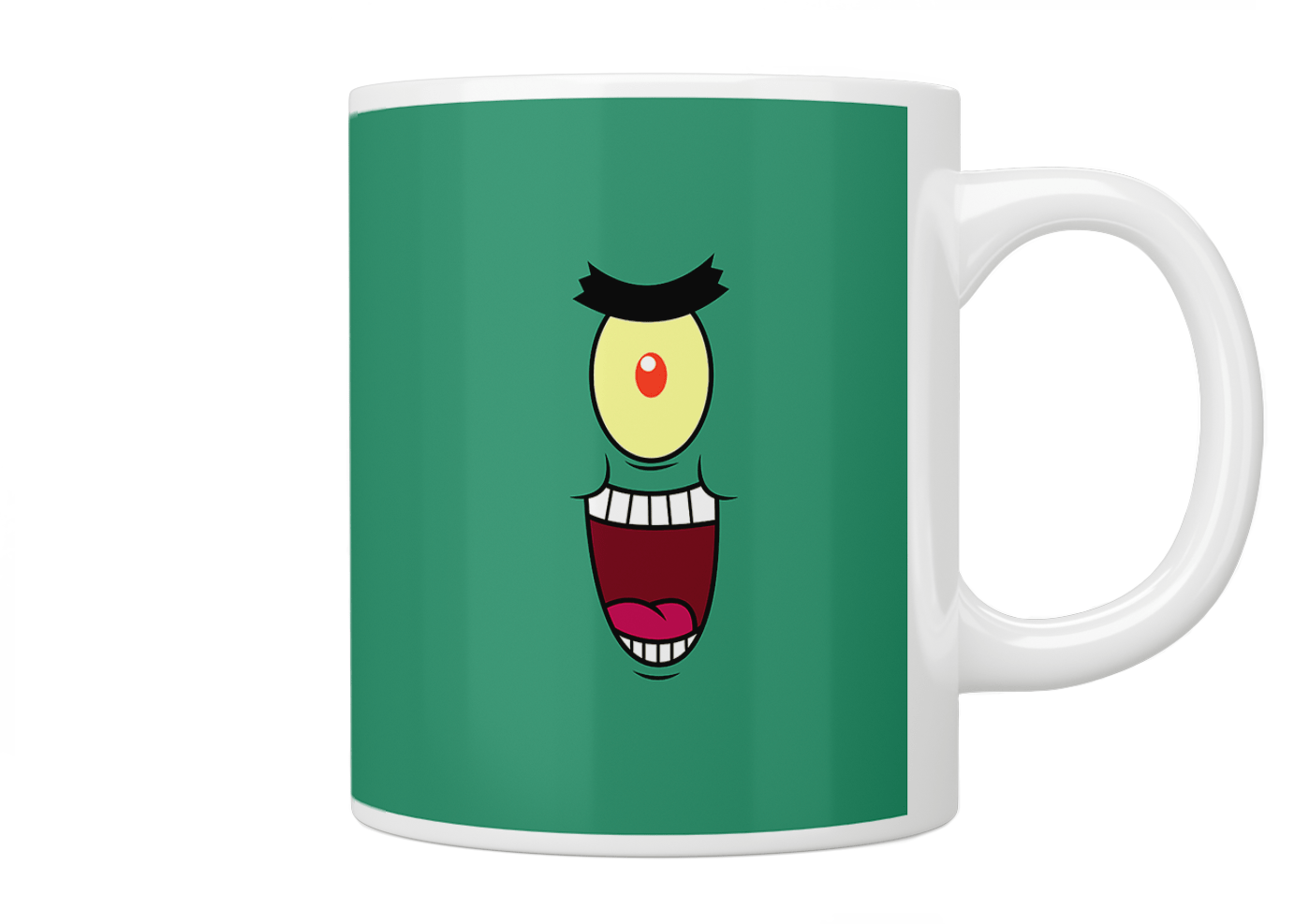 SpongeBob SquarePants Themed Plankton Coffee Mug - Funny Cartoon Character Ceramic Cup for Hot & Cold Drinks - Perfect Gift for Fans, Office Use, and Home Decor