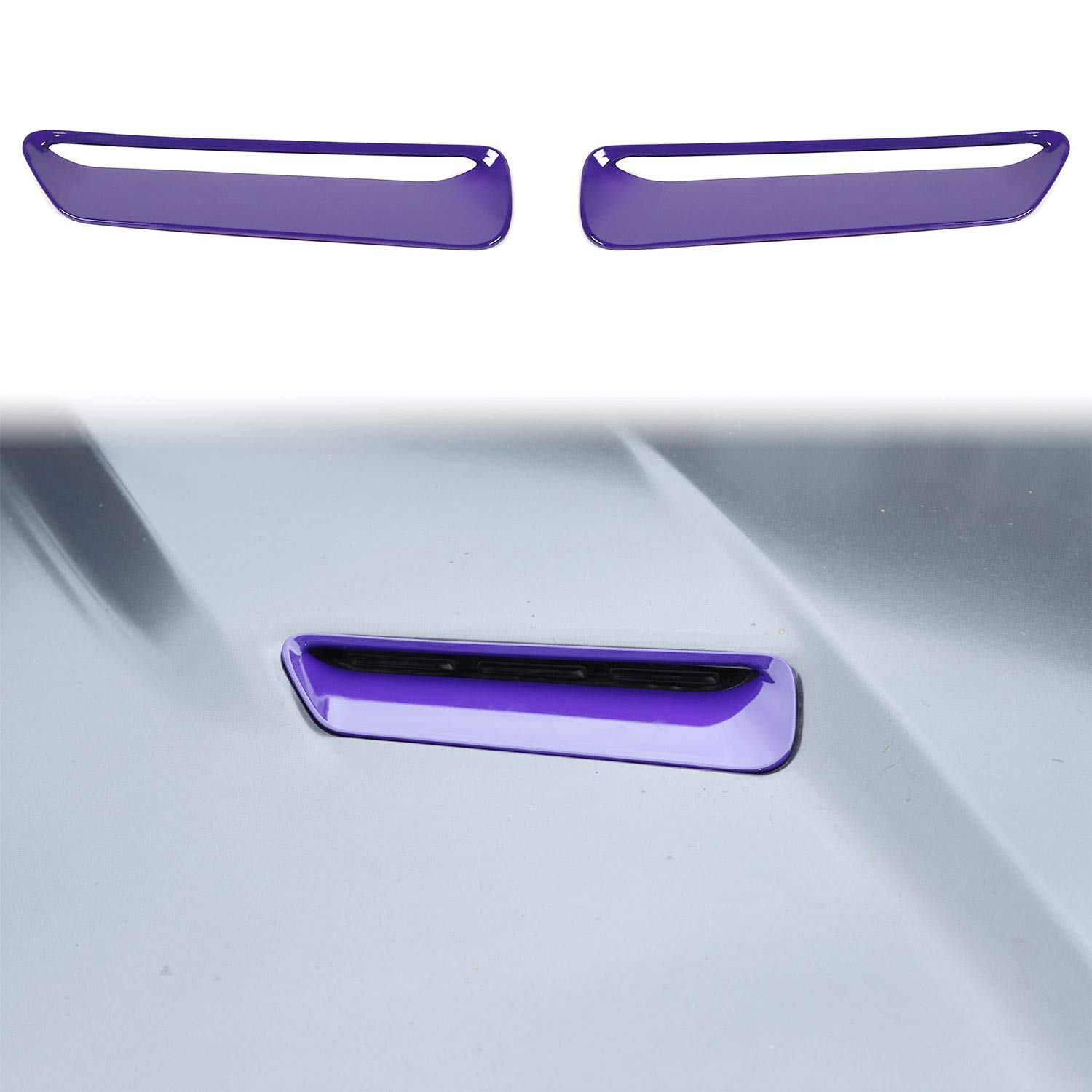 **2015-2025+ Dodge Challenger Hood Scoop & Air Intake Vent - ABS Purple (2pcs) - Exterior Car Accessories for Enhanced Cooling & Style**    **Perfect for:** High-performance driving, car shows, and upgrading your Dodge Challenger's aggressive look.