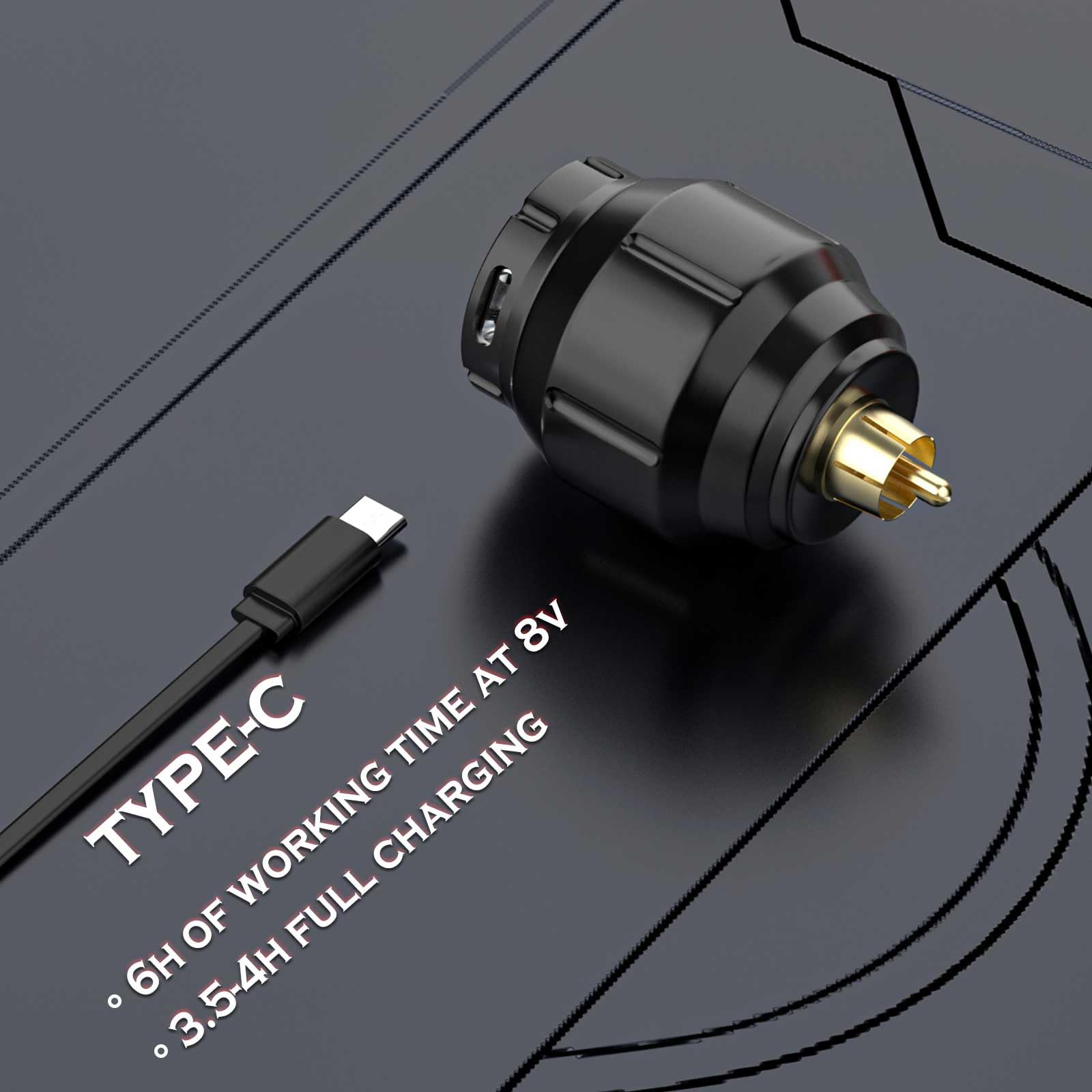 Wireless Tattoo Power Supply - 1050mAh Rechargeable Battery for Tattoo Machines & Pens with RCA Connector & USB Charging (Model WA01-A) - Perfect for Professional Tattoo Artists & Mobile Tattoo Studios