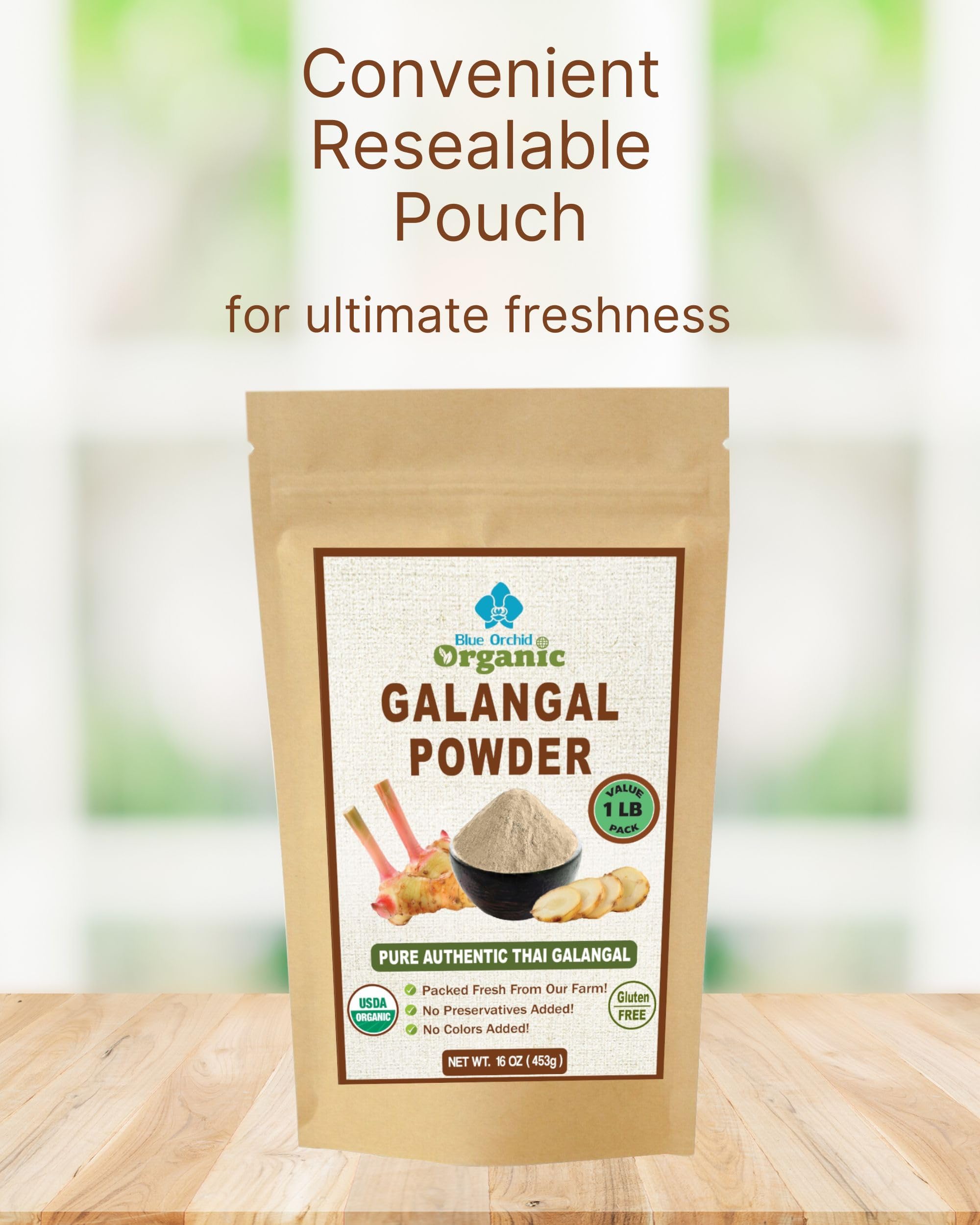 Organic Galangal Powder - Premium Galanga Spice Seasoning for Authentic Asian Cooking | Thai, Indonesian & Malaysian Cuisine | 16oz | Perfect for Curry, Soup & Stir Fry Dishes