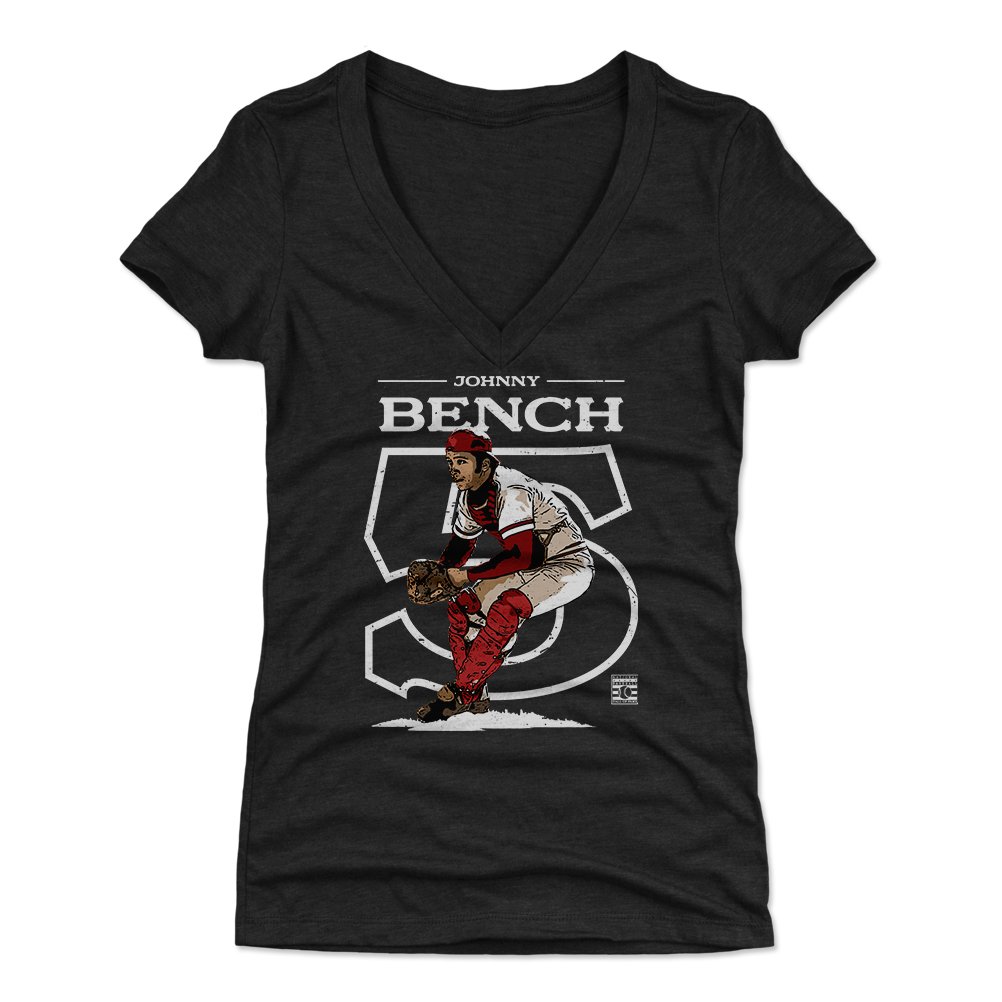 Vintage Johnny Bench Cincinnati Reds Baseball T-Shirt for Women - 500 LEVEL Retro Baseball Jersey - Perfect for Game Day & Casual Wear