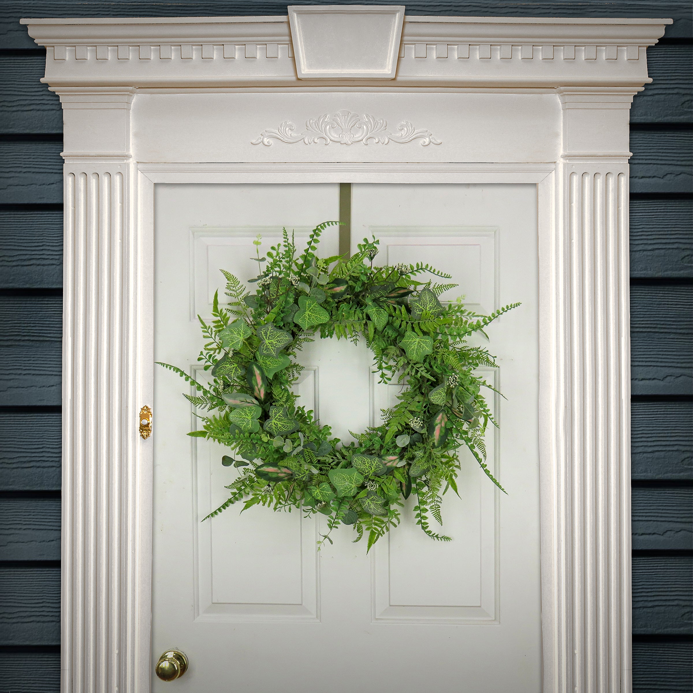 26 Inch Spring Wreath with Mixed Leaves and Greenery - Floral Door Hanger for Easter, Mother's Day & Home Decor