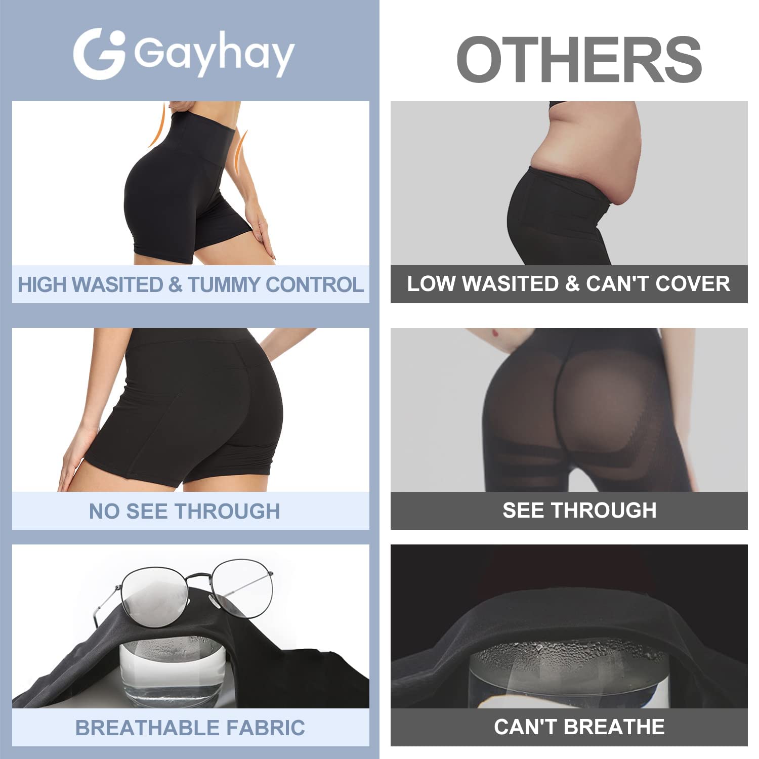 GAYHAY 3 Pack Women's High Waisted Biker Shorts - 5