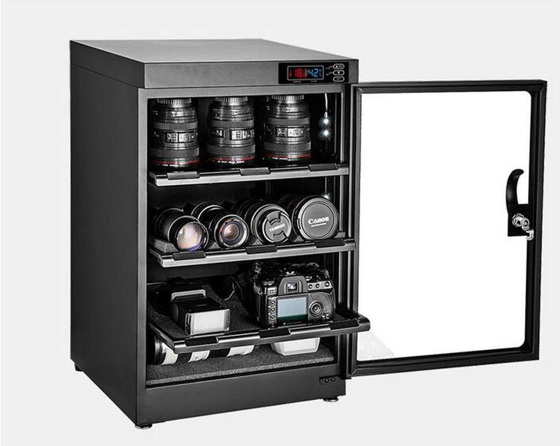 INTBUYING 80L 4-Layer Digital Control Camera Dehumidifier Box - Electronic Equipment Storage Dry Cabinet for DSLR Lenses & Cameras | Perfect for Photography Studios & Humid Climates