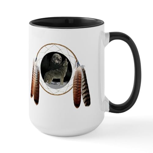 White/Black Inside - Coyote Spirit Large Mug