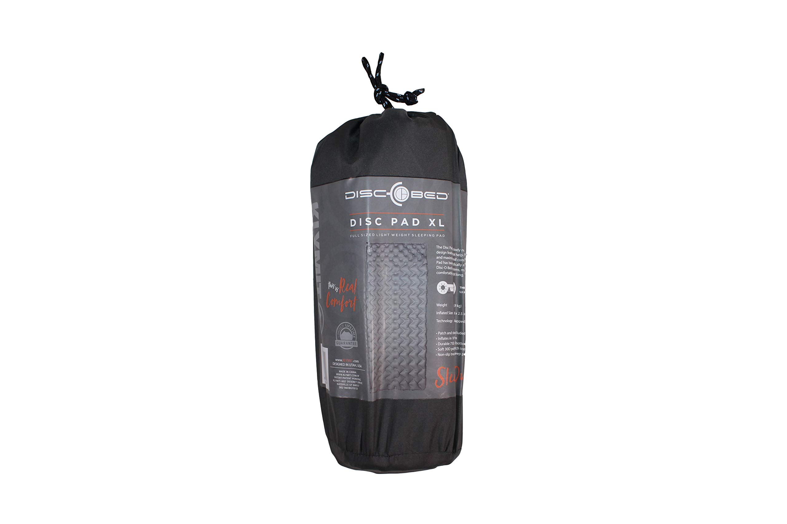 Disc-O-Bed XL Quilted Disc-Pad - Portable Inflatable Camping Mattress Sleeping Pad with Patch Kit & Carry Bag - Perfect for Outdoor Adventures, Hiking & Backpacking Trips - Gray