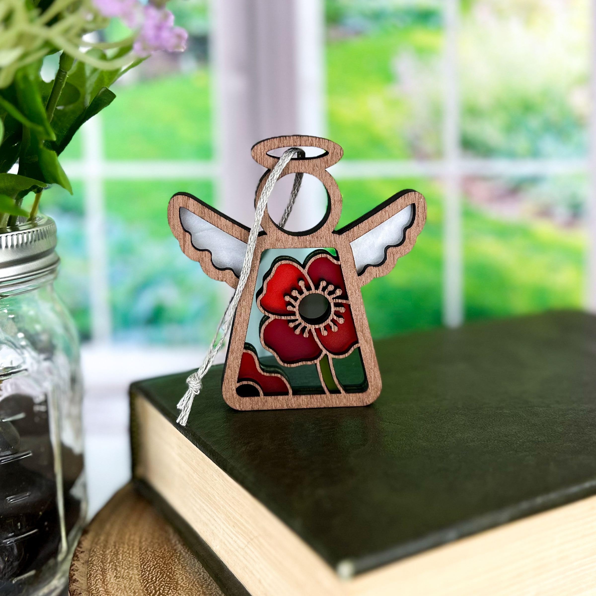 August Red Poppy Grief Ornament - Memorial Tree Decoration for Parents - 3.5 Inch Bold Red Hue - Sympathy Gift for Loss of Loved One - Perfect for Memorial Trees, Funeral Wreaths & Remembrance Displays