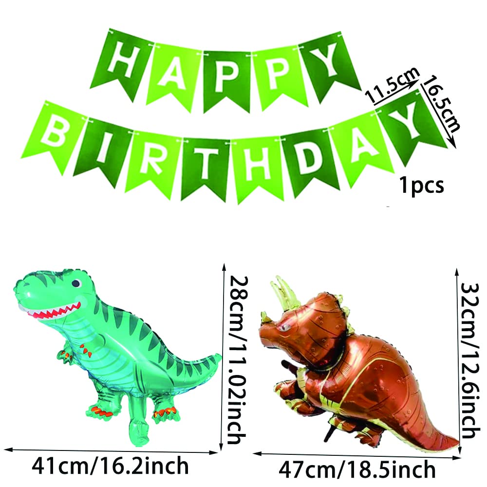 Dinosaur Balloon Jungle Theme Party Decorations - 24pc Set with Large Foil Balloons, Banners & Latex Confetti Balloons for Kids Birthday, Baby Shower & Jurassic Themed Events