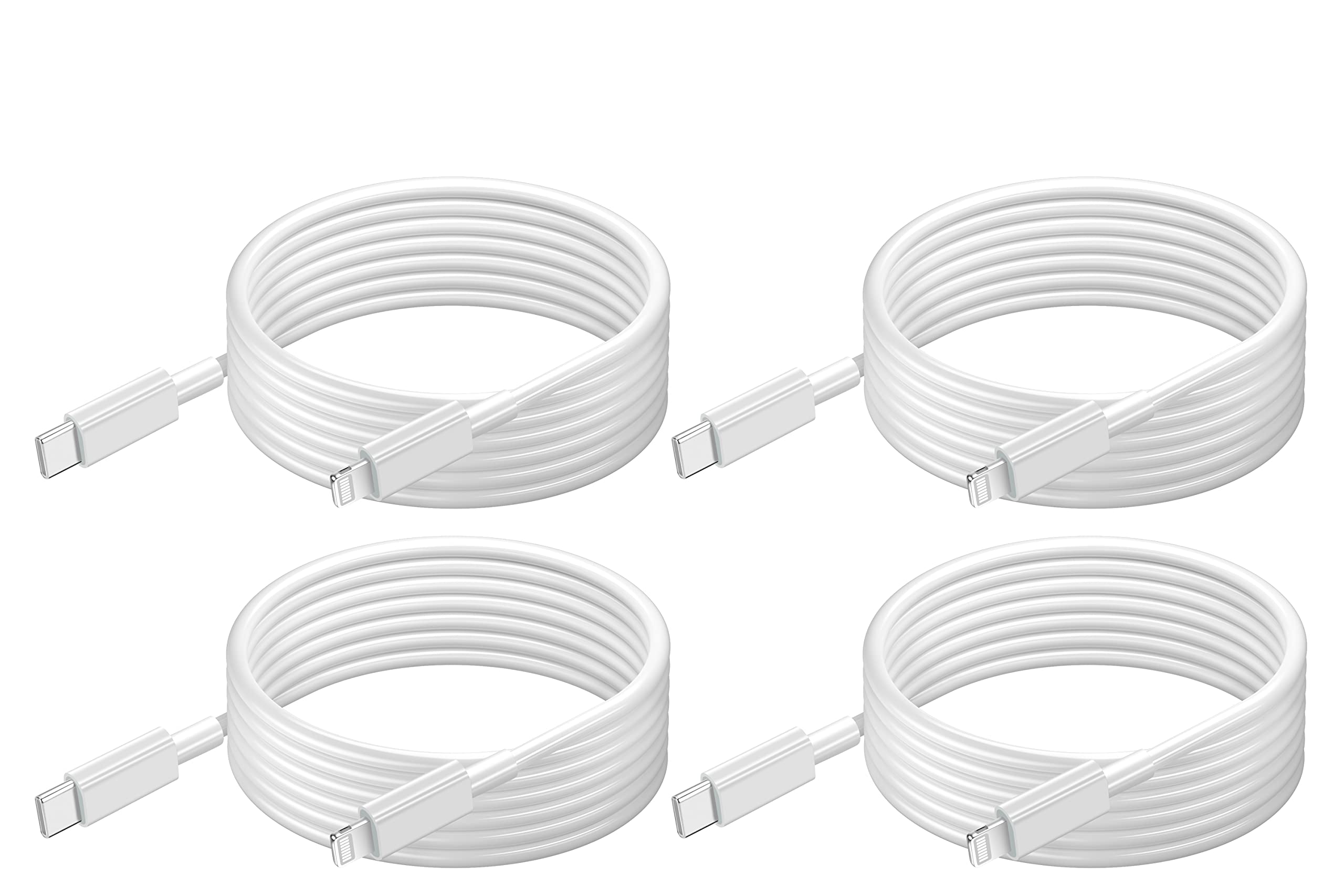 4-Pack Apple MFi Certified USB C to Lightning Cable 3ft - Fast Charging Cord for iPhone 13/12/11/X/8/7 & iPad - Perfect for Home, Office, Travel & Car Charging
