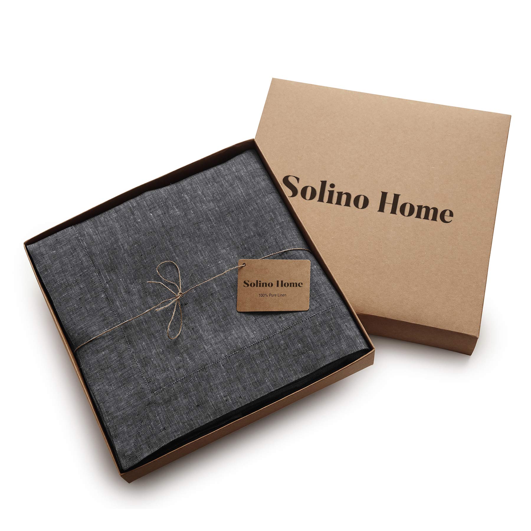 Solino Home 100% Pure Linen Tablecloth 54x72 Inches - Charcoal Grey Rectangle Table Cloth for Dining, Wedding & Parties - Machine Washable & Wrinkle Resistant - Perfect for Formal Dinners, Holiday Gatherings & Restaurant Decor