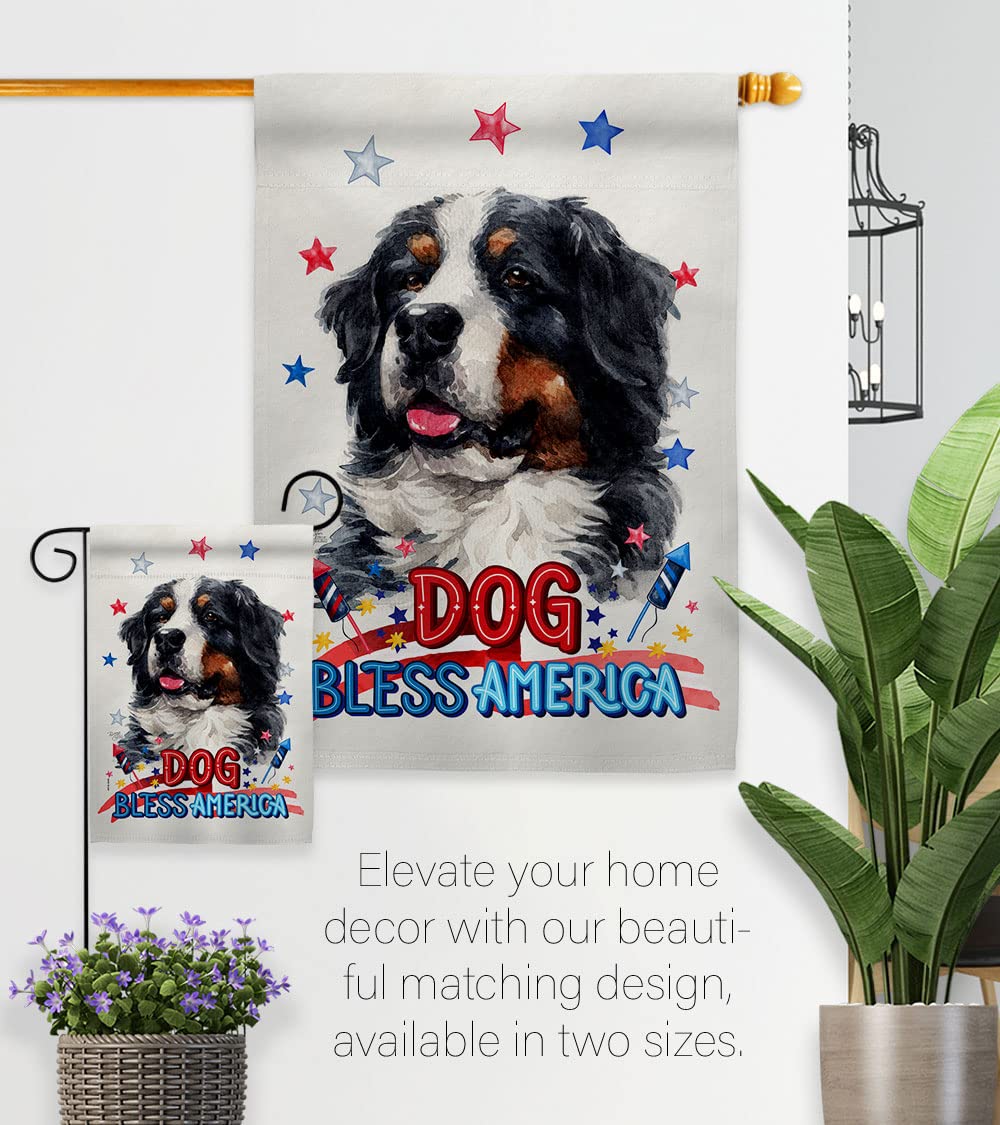 Patriotic Bernese Dog Garden Flag Set - Double-Sided Yard Decor for Pet Lovers