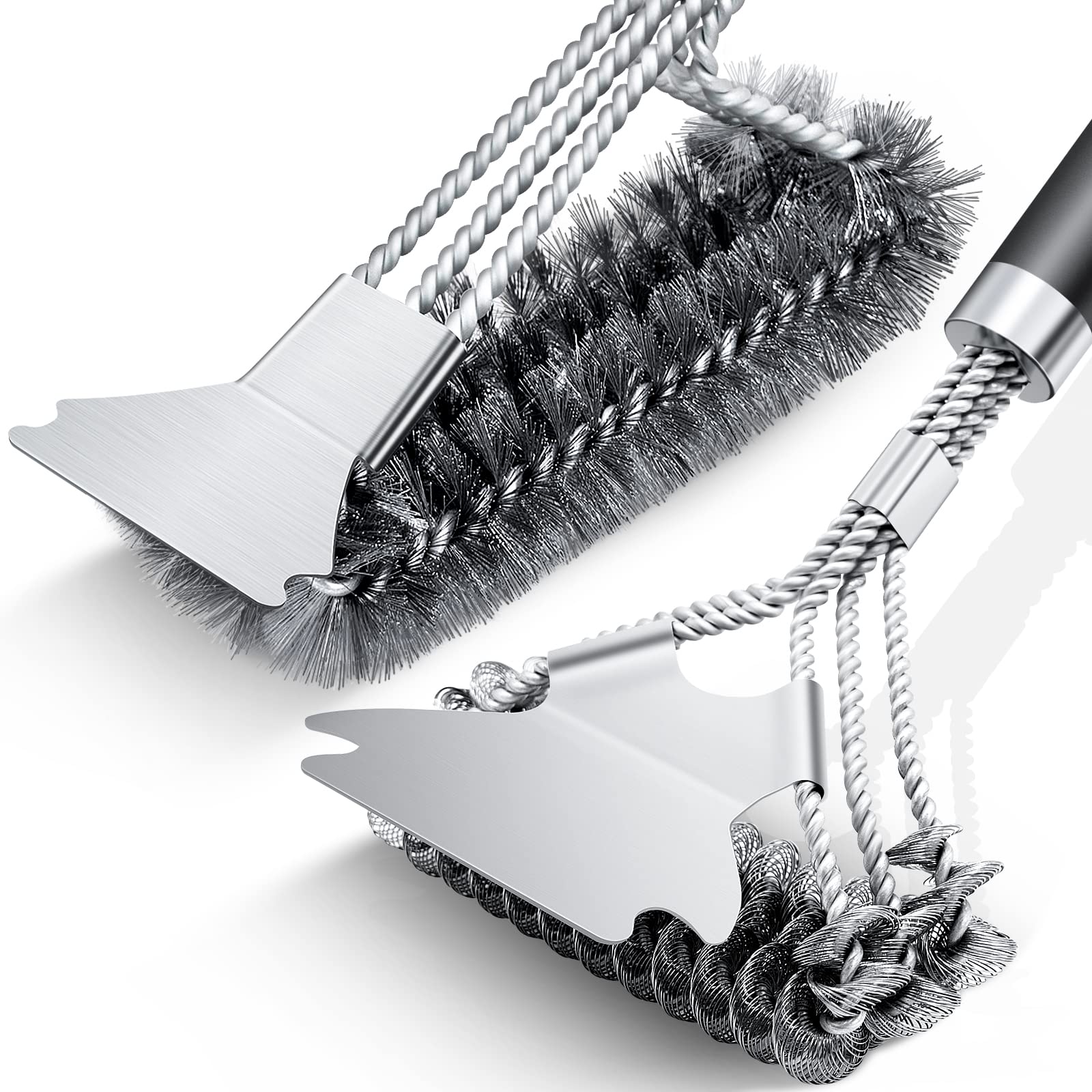 2-Pack Stainless Steel Grill Brush for Outdoor BBQ Cleaning - 17