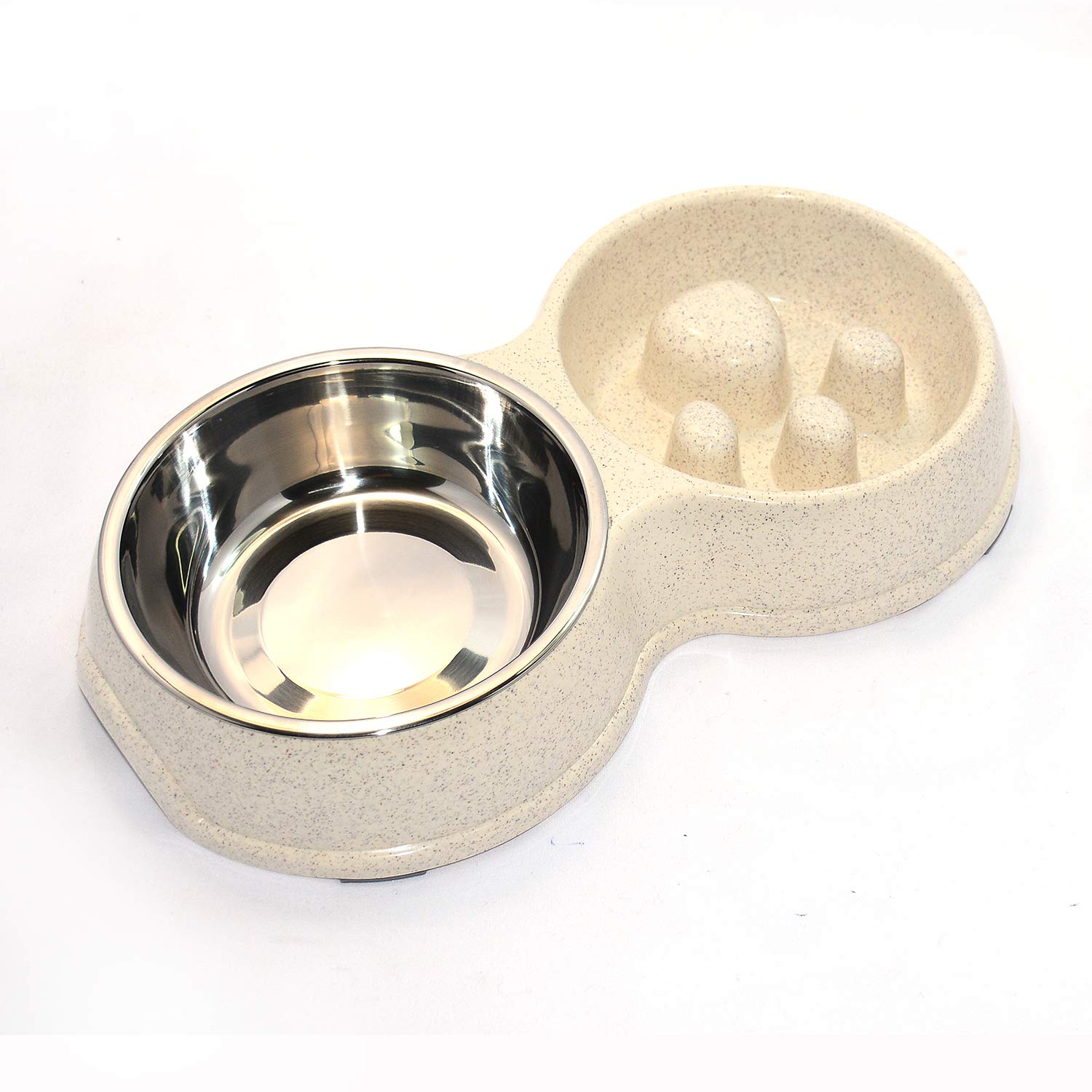 Stainless Steel Slow Feed Dog Bowl for French Bulldogs - Eco-Friendly Interactive Pet Dish to Slow Down Eating, Prevent Bloat & Aid Digestion - Perfect for Fast Eaters, Mealtime Enrichment & Training (White)
