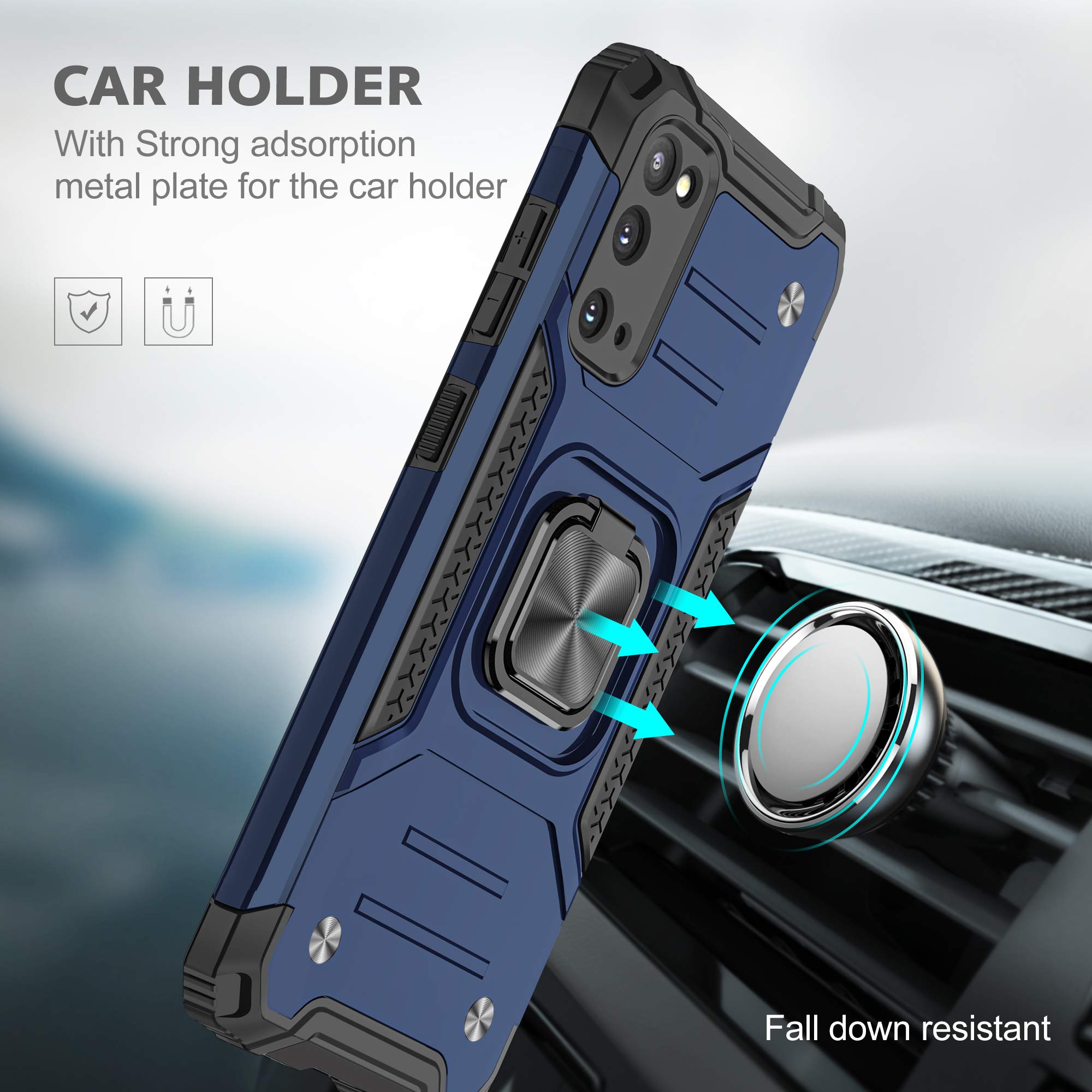 Premium Galaxy S20 5G Case with HD Screen Protector - Military-Grade Protection, Rotating Kickstand & Non-Slip Grip | Shockproof Hybrid Phone Cover for Samsung Galaxy S20 5G 6.2