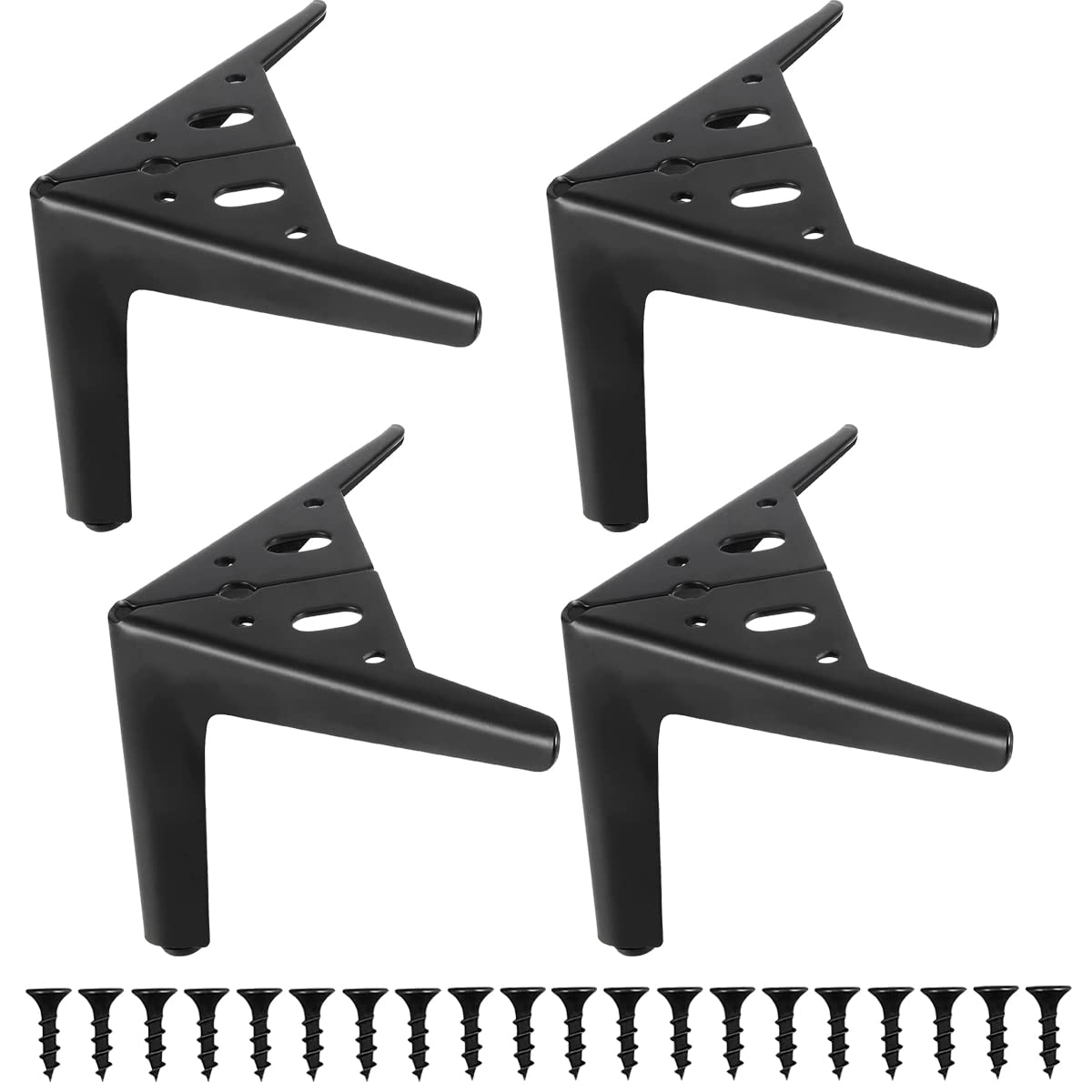 5 Inch Heavy Duty Black Metal Furniture Legs - Set of 4 for Sofa, Couch, Dresser, Bench & Cabinet - Sturdy Support for Living Room, Bedroom & Office Furniture
