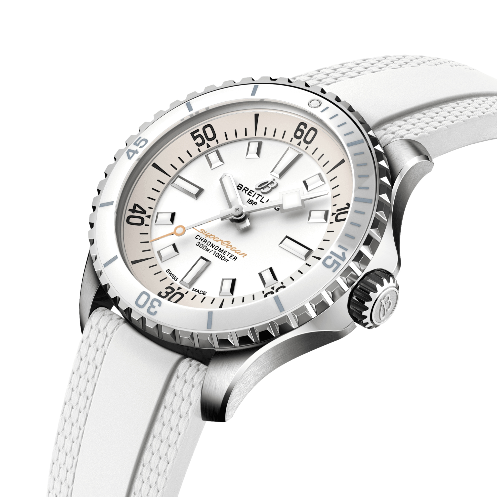 Superocean Automatic 36mm Men's Watch - White Dial on Black Rubber Strap - Luxury Dive Watch for Swimming, Snorkeling & Everyday Wear