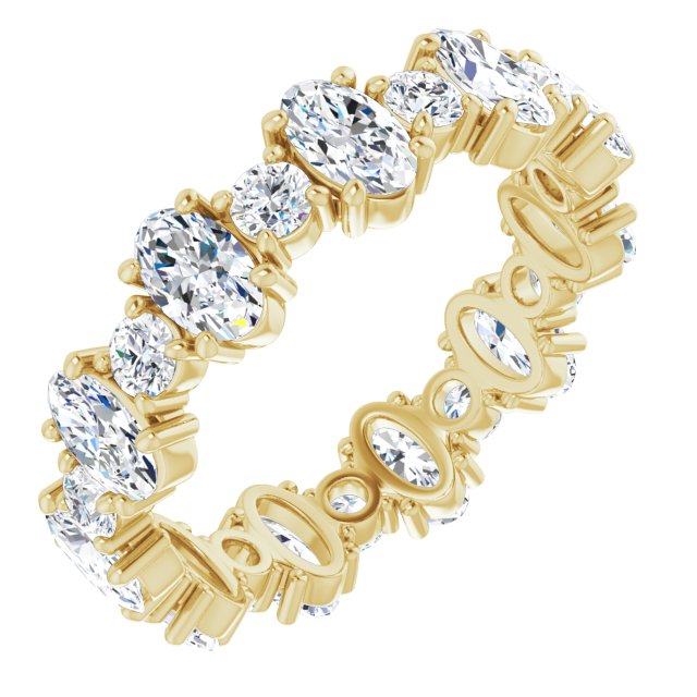 2.97 Carat Oval & Round Diamond Eternity Band for Women - Elegant Wedding Ring, Anniversary Gift, Bridal Jewelry - Perfect for Proposals, Engagements & Special Occasions