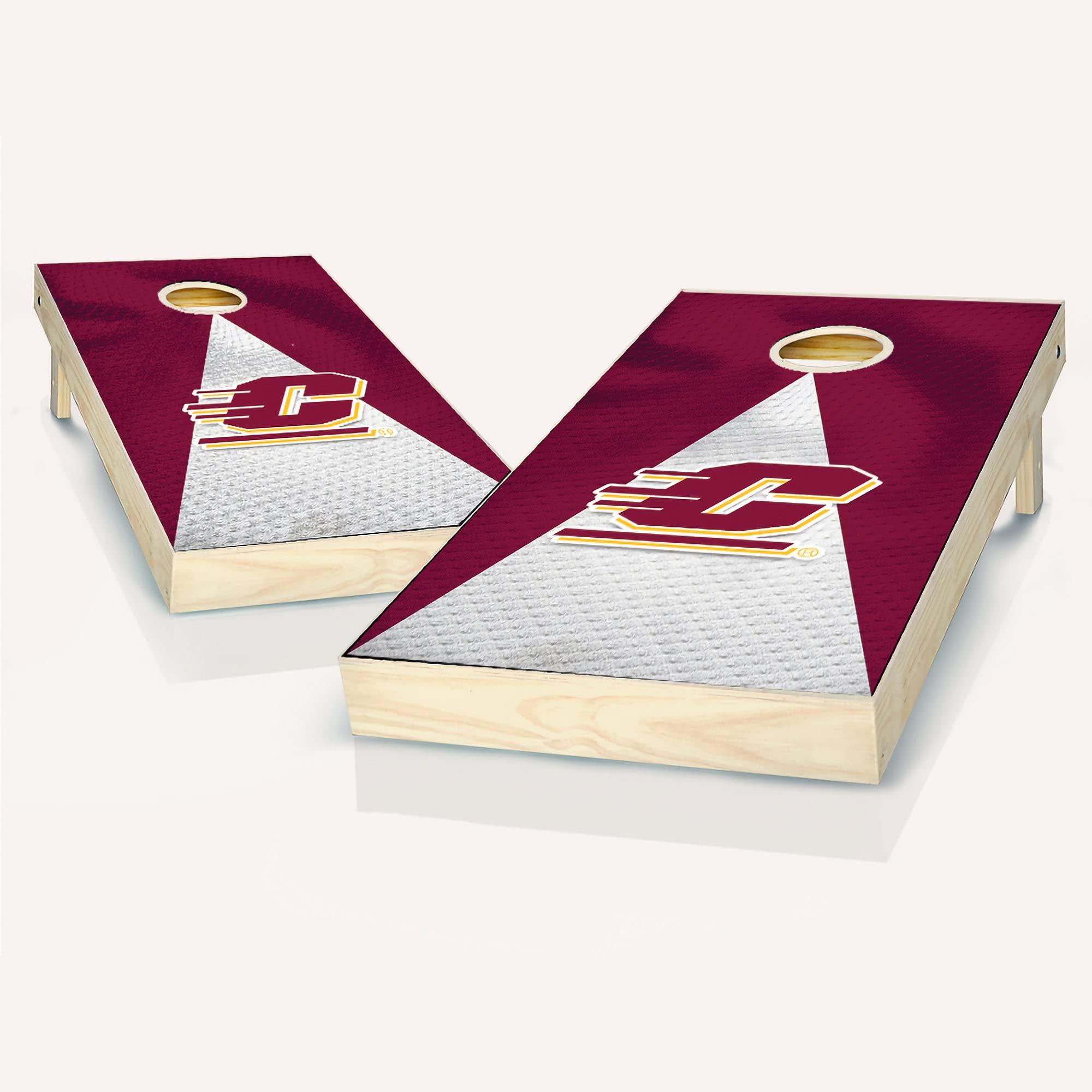 Central Michigan Jersey Cornhole Game Set - 2 Wooden Boards & 8 Bean Bags for Outdoor Tailgating, Backyard Parties & Lawn Games
