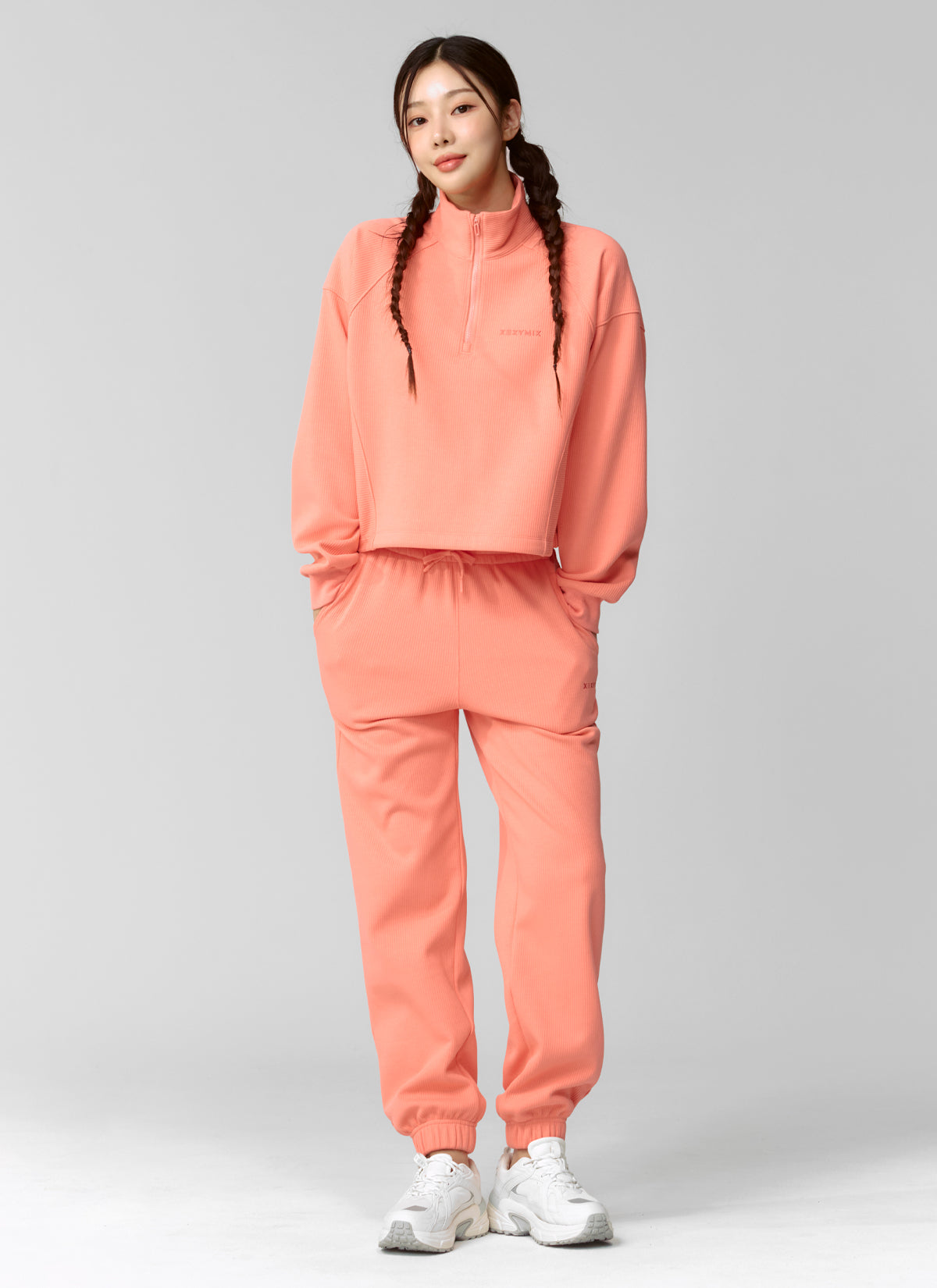 Women's Peach Ribbed Jogger Pants - Soft Stretchy Lounge Pants for Yoga, Running & Casual Wear