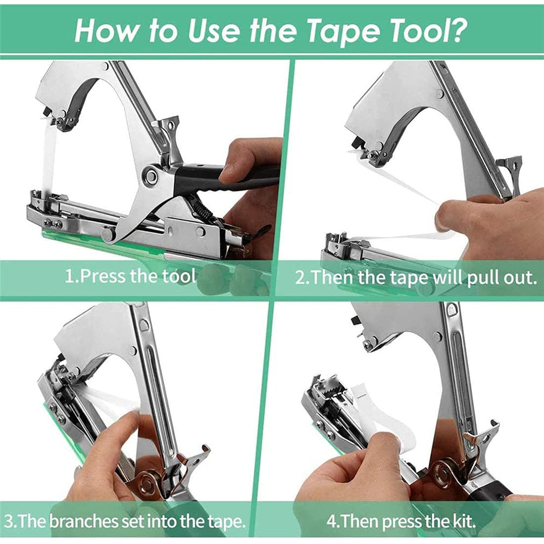 **Plant Tying Machine - Gardening Hand Tool for Vegetables, Grapes, Tomatoes & Cucumbers | Flower Tape Taping Tool & Garden Claw Gadget (Green) | Perfect for Vine Support, Trellising & Plant Training**