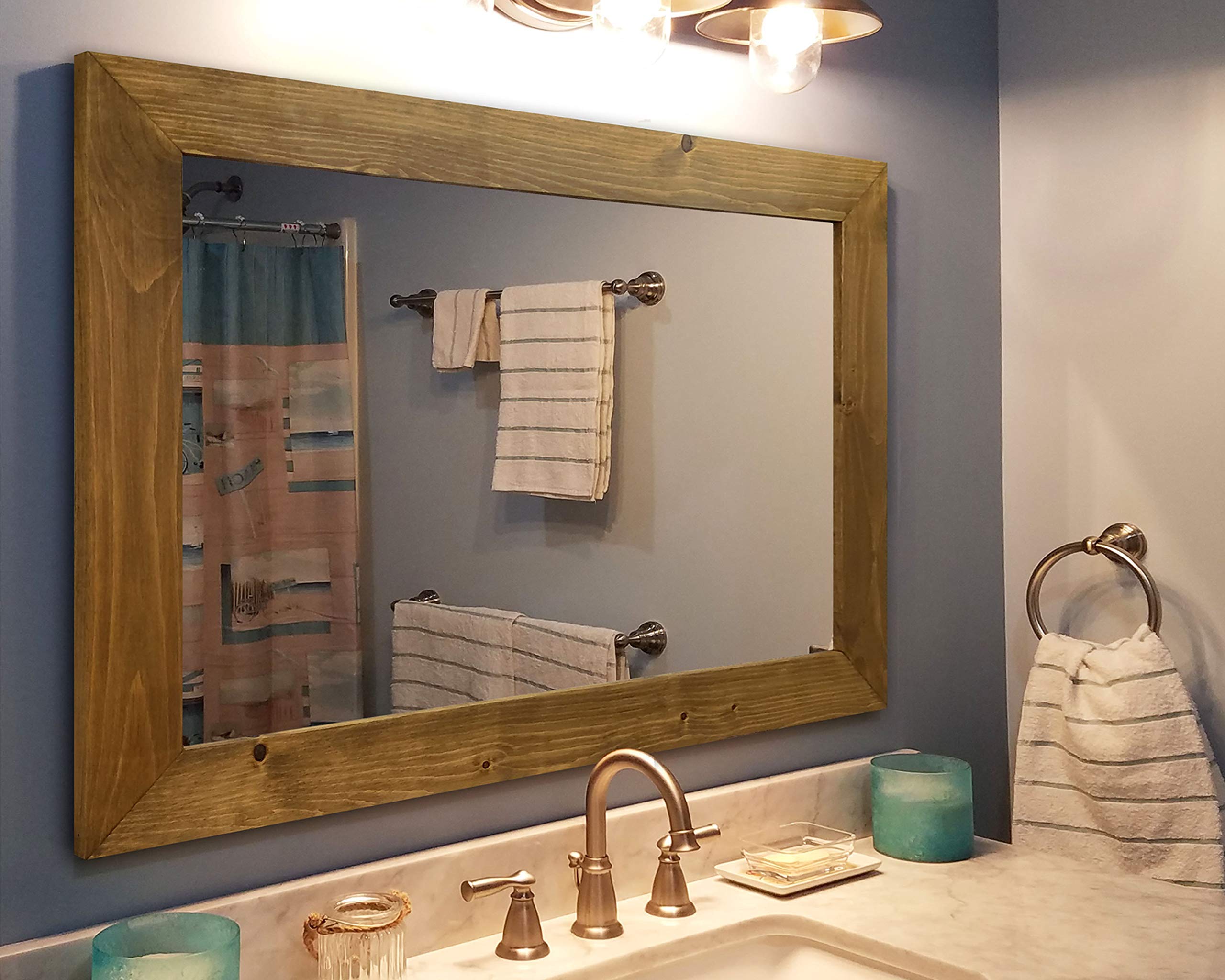 Rustic Shiplap Wood Framed Mirror - 20 Stain Colors (Driftwood Shown) - Large Reclaimed Wood Wall Mirror for Bathroom Vanity, Farmhouse Decor - Perfect for Farmhouse Bathrooms, Entryways and Living Room Wall Decor