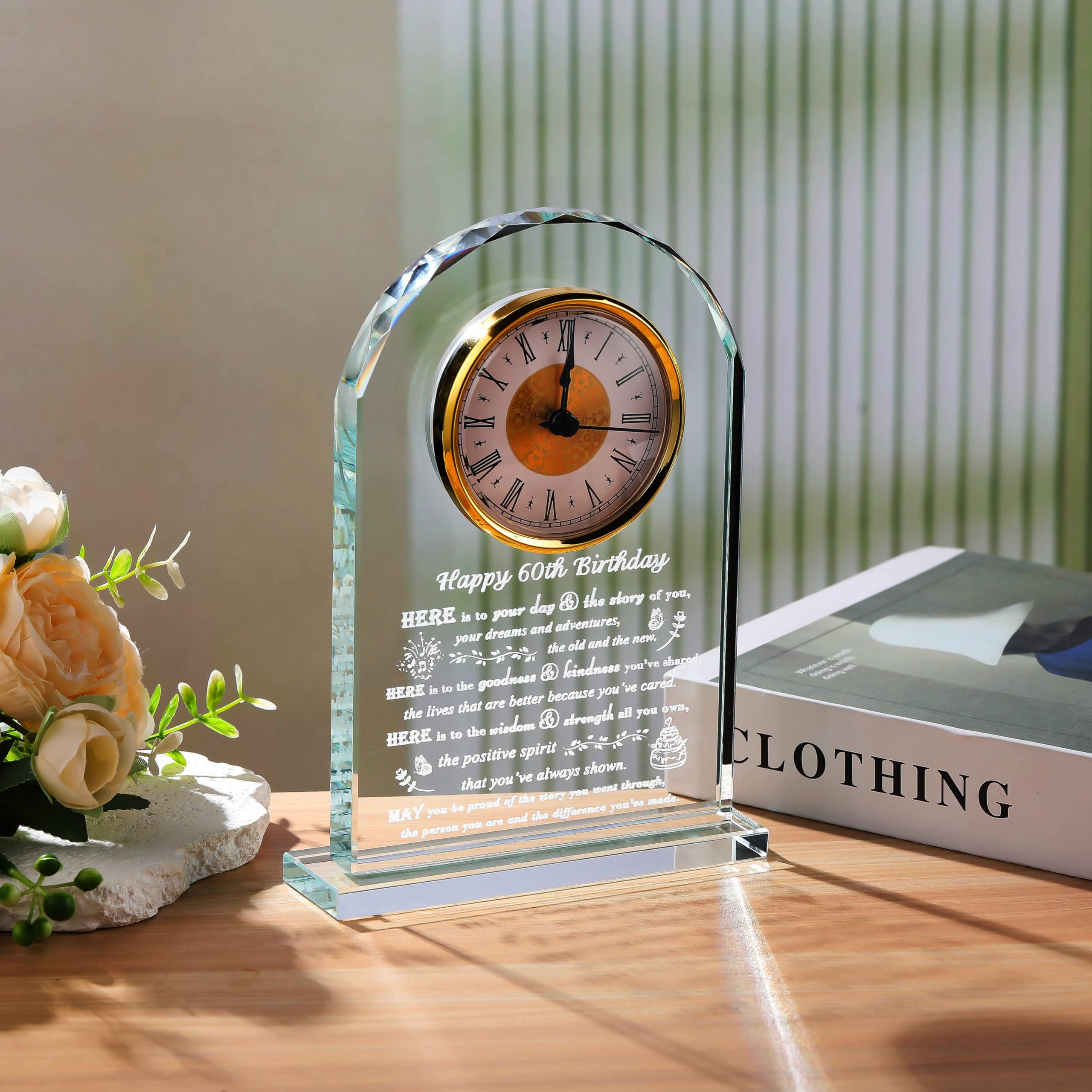 Personalized 60th Birthday Crystal Clock Gift for Women & Men - Custom Engraved 1964 Keepsake for Mom, Dad, Her or Him - Unique 60 Year Old Birthday Present Ideas - Perfect for Anniversary, Retirement & Milestone Celebrations