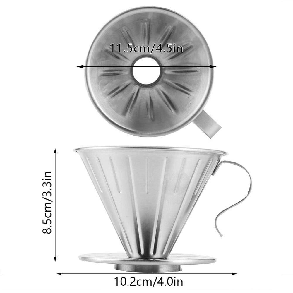 Stainless Steel Pour Over Coffee Filter - Reusable Dripper for Home & Office Brewing