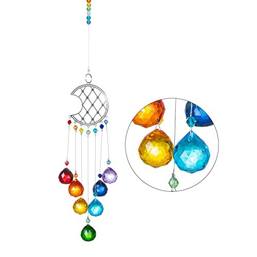 Moon Chakra Crystal Ball Suncatcher - Rainbow Maker for Windows, Home & Garden Decor - Perfect for Wedding, Meditation & Spiritual Healing Spaces
