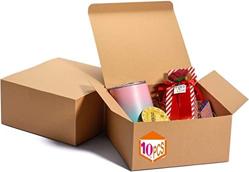 Premium 8x8x4 Inch Brown Gift Boxes with Lids - 10 Pack Sturdy Bridesmaid Proposal Boxes for Wedding, Birthday, Christmas & Graduation Gifts | Perfect for Party Favors, Cupcake Packaging & DIY Crafting Projects