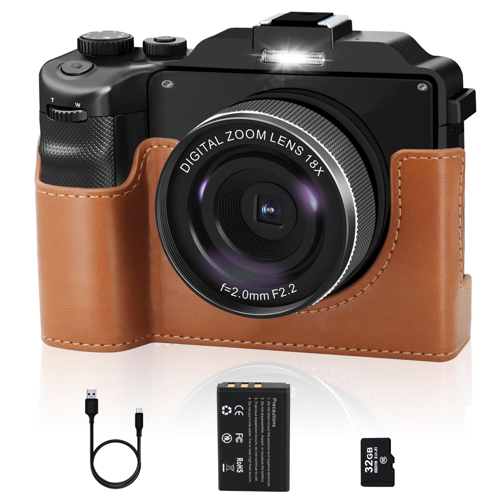 4K Digital Camera for Photography & Vlogging - 48MP Dual Lens Autofocus Camera with 3