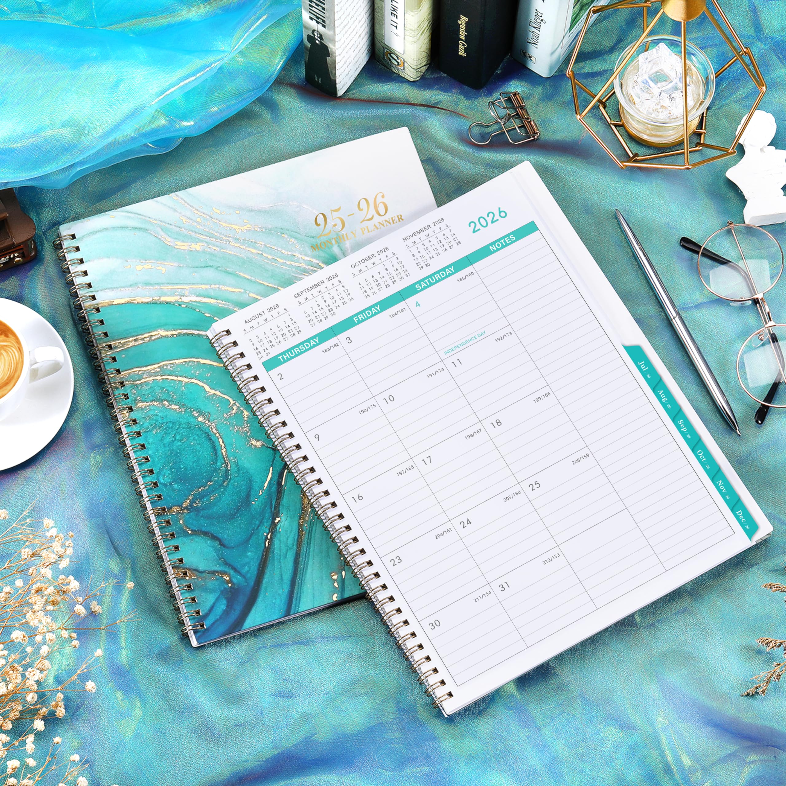 2025-2026 Monthly Planner Calendar - 18 Months from July 2025 to December 2026 with Tabs, Note Pages & Twin-Wire Binding | 9