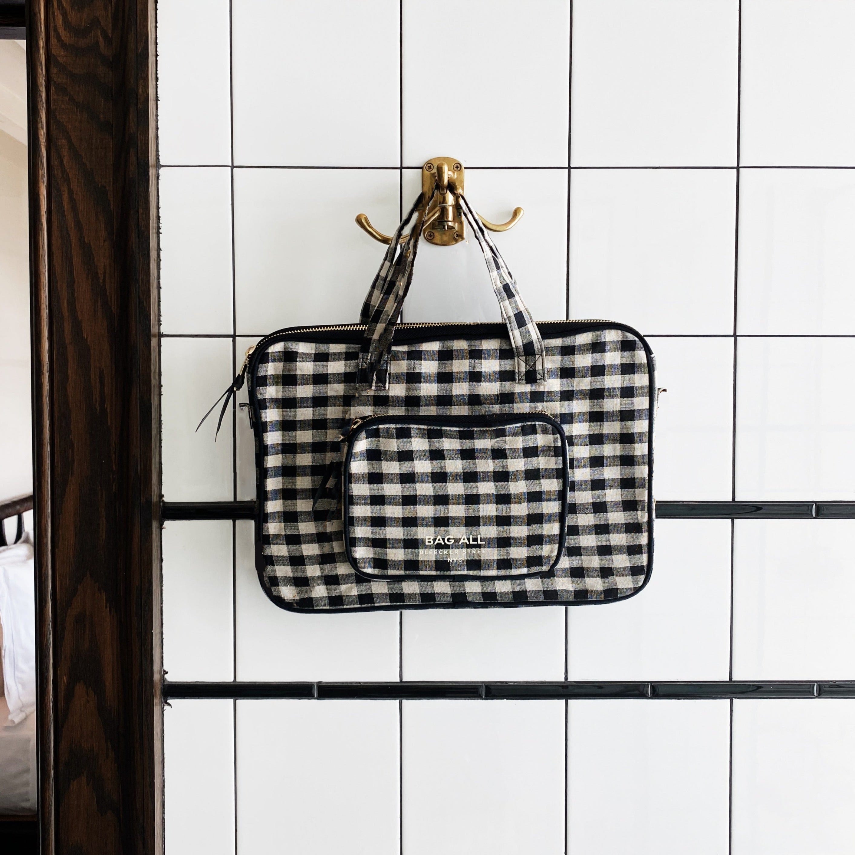 13 Inch Laptop Case with Handle & Charger Pocket - Stylish Gingham Design for MacBook Air/Pro - Perfect for Work, School & Travel Accessories