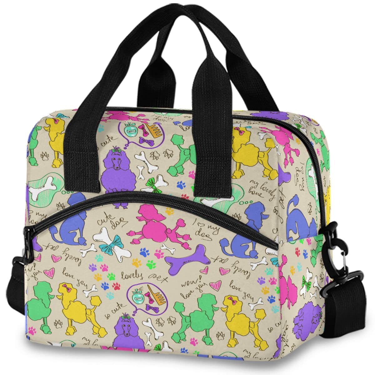 MNSRUU Insulated Lunch Bag for Women & Men - Leakproof Reusable Cooler Tote for Work, School, Picnics - Cute Poodle Dog Design Lunch Box for Adults & Kids
