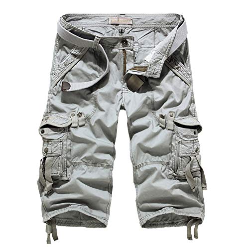 USTZFTBCL Men's Cargo Shorts - Breathable Workout & Military Tactical Shorts with Multiple Pockets, Casual Calf-Length Pants for Gym, Hiking & Outdoor Activities