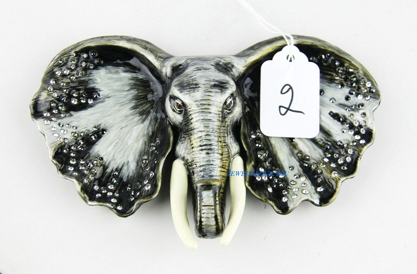 Jay Strongwater Jungle Rare Elephant Trinket Tray - Swarovski Crystal Decor #2 | Elegant Jewelry Organizer & Home Decor for Dresser, Vanity, or Gift Giving