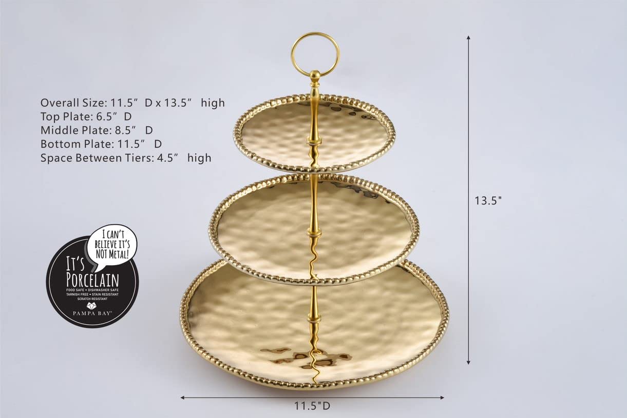 Pampa Bay Monaco 3 Tier Stand - Elegant Metal Display Shelf for Kitchen, Bathroom, or Office Organization | Perfect for Spice Racks, Bathroom Essentials & Desk Supplies