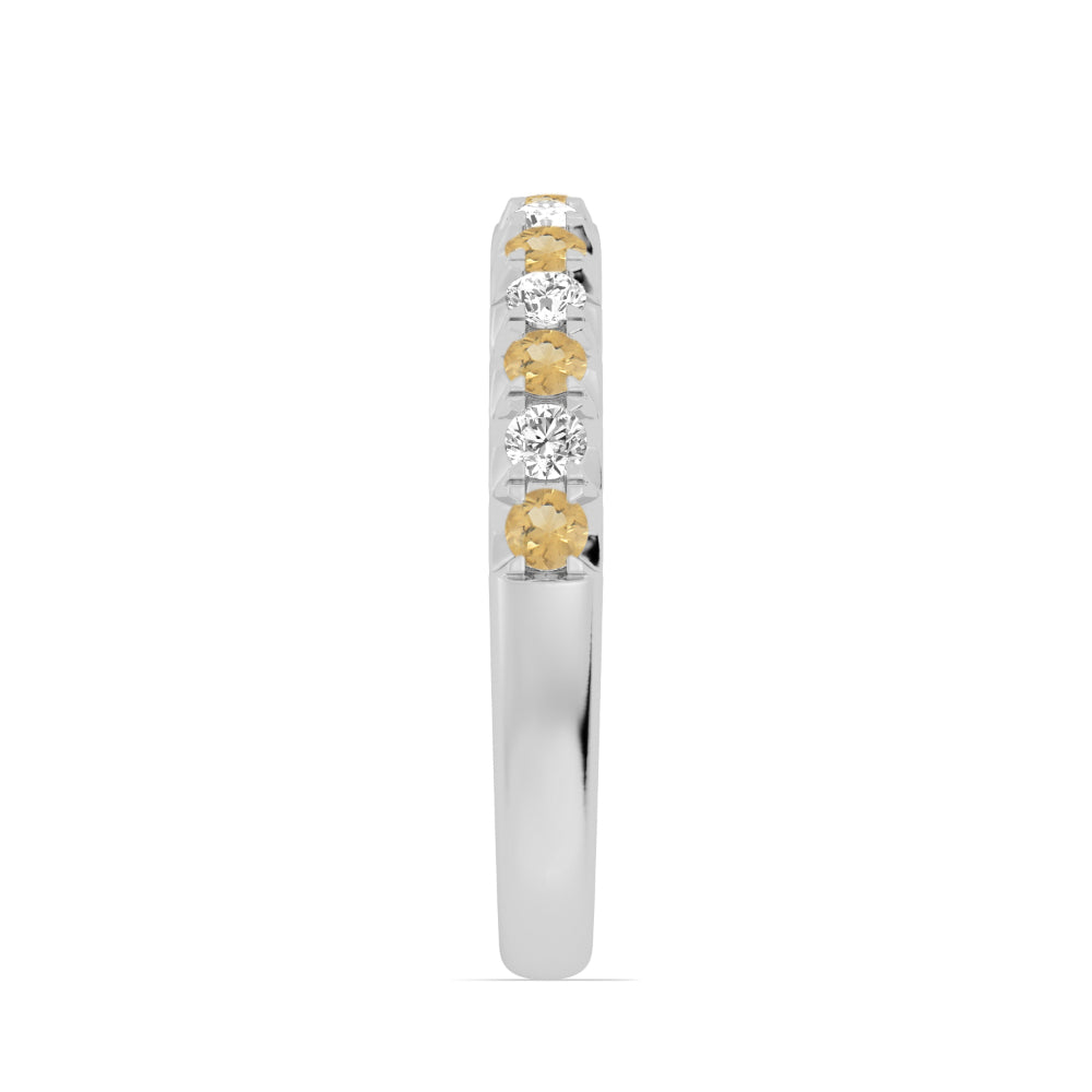 14K Gold Citrine and Diamond Wedding Band Ring for Women - Elegant Stackable Jewelry for Brides, Anniversary & Special Occasions