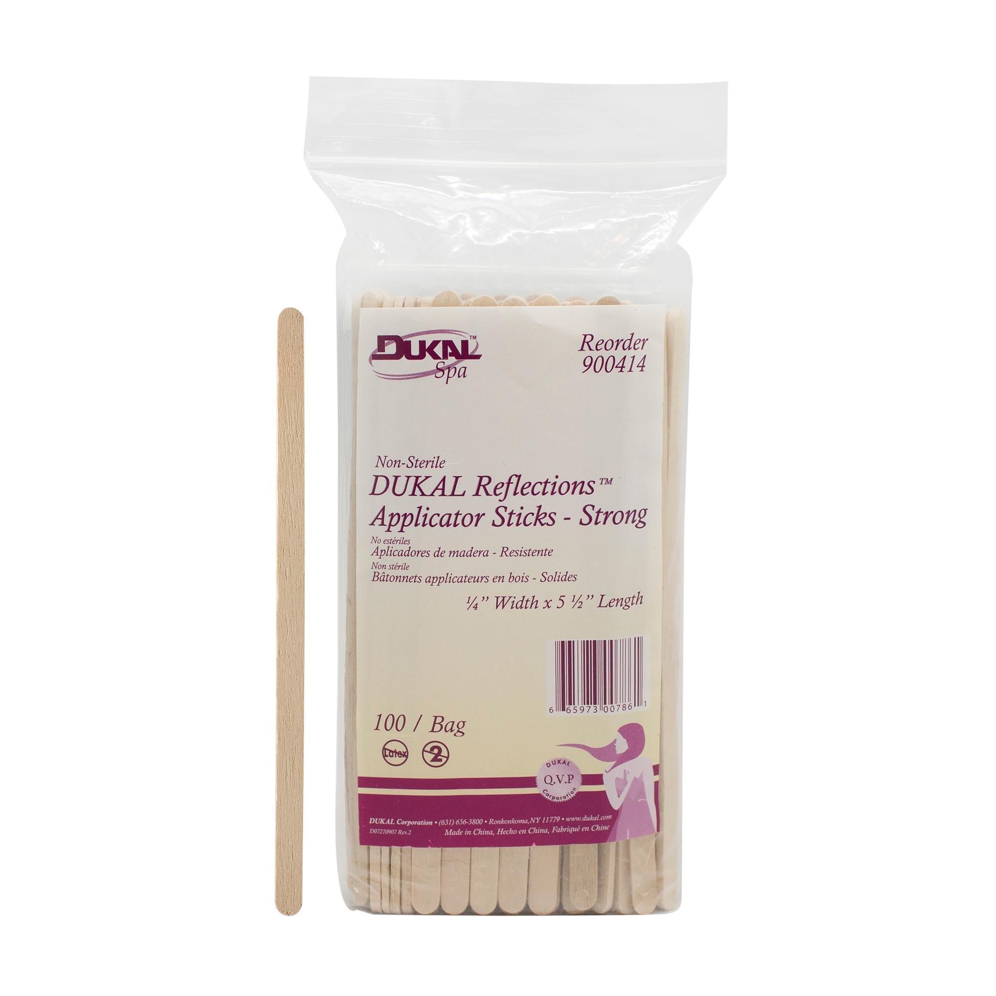 DUKAL Reflections NS Wood Applicators 1/4” x 5 1/2” - 100 Count - Disposable Wooden Sticks for Crafts, Medical, and Beauty Applications