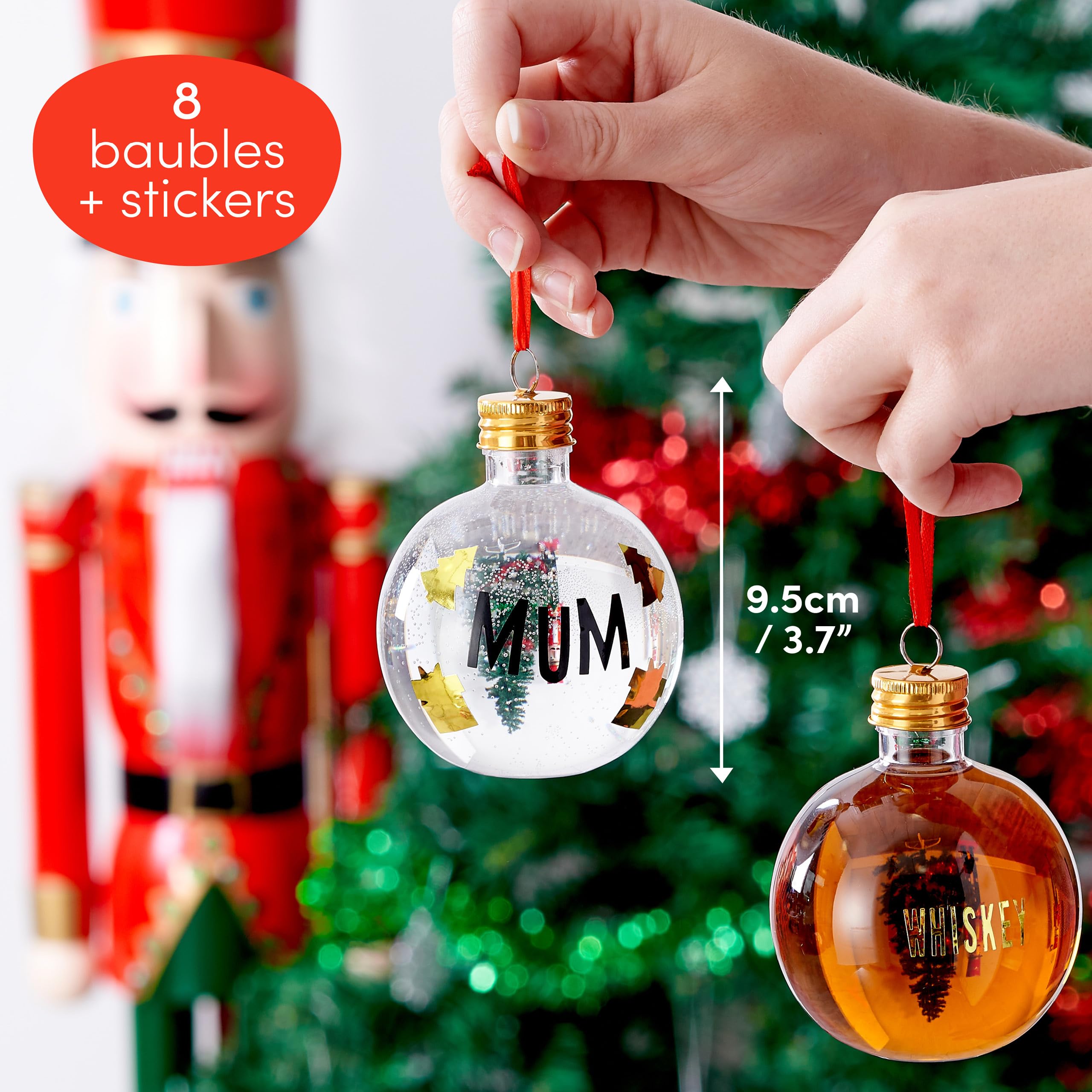 THE TWIDDLERS 9oz Large Fillable Christmas Baubles - 3