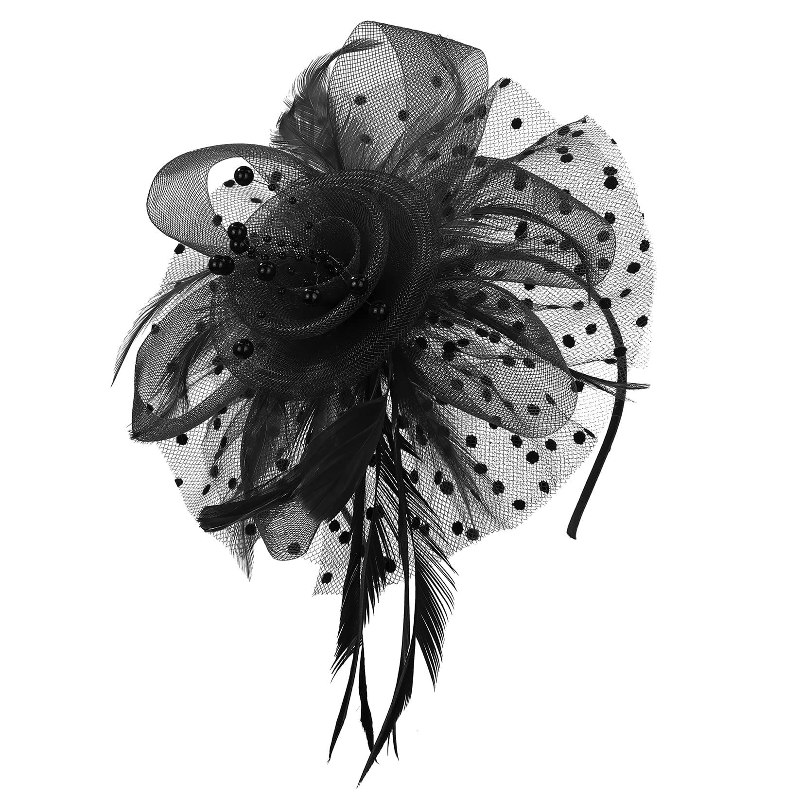 Century Star Kentucky Derby Hats & Fascinators for Women - Elegant Tea Party Hats with Flowers, Mesh Ribbons & Feathers - Flapper Headband Hair Clips for Derby Races, Weddings & Special Events